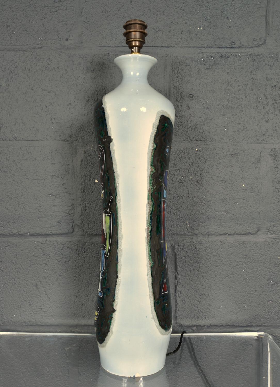 Italienische Sgraffito-Tischlampe aus Keramik, Augusto Giulianelli San Marino, 1960er Jahre im Zustand „Gut“ im Angebot in Sherborne, Dorset