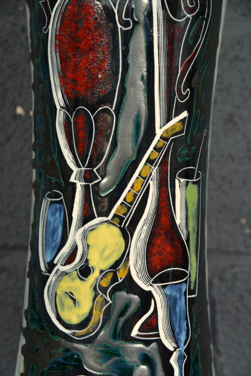 Italienische Sgraffito-Tischlampe aus Keramik, Augusto Giulianelli San Marino, 1960er Jahre (20. Jahrhundert) im Angebot