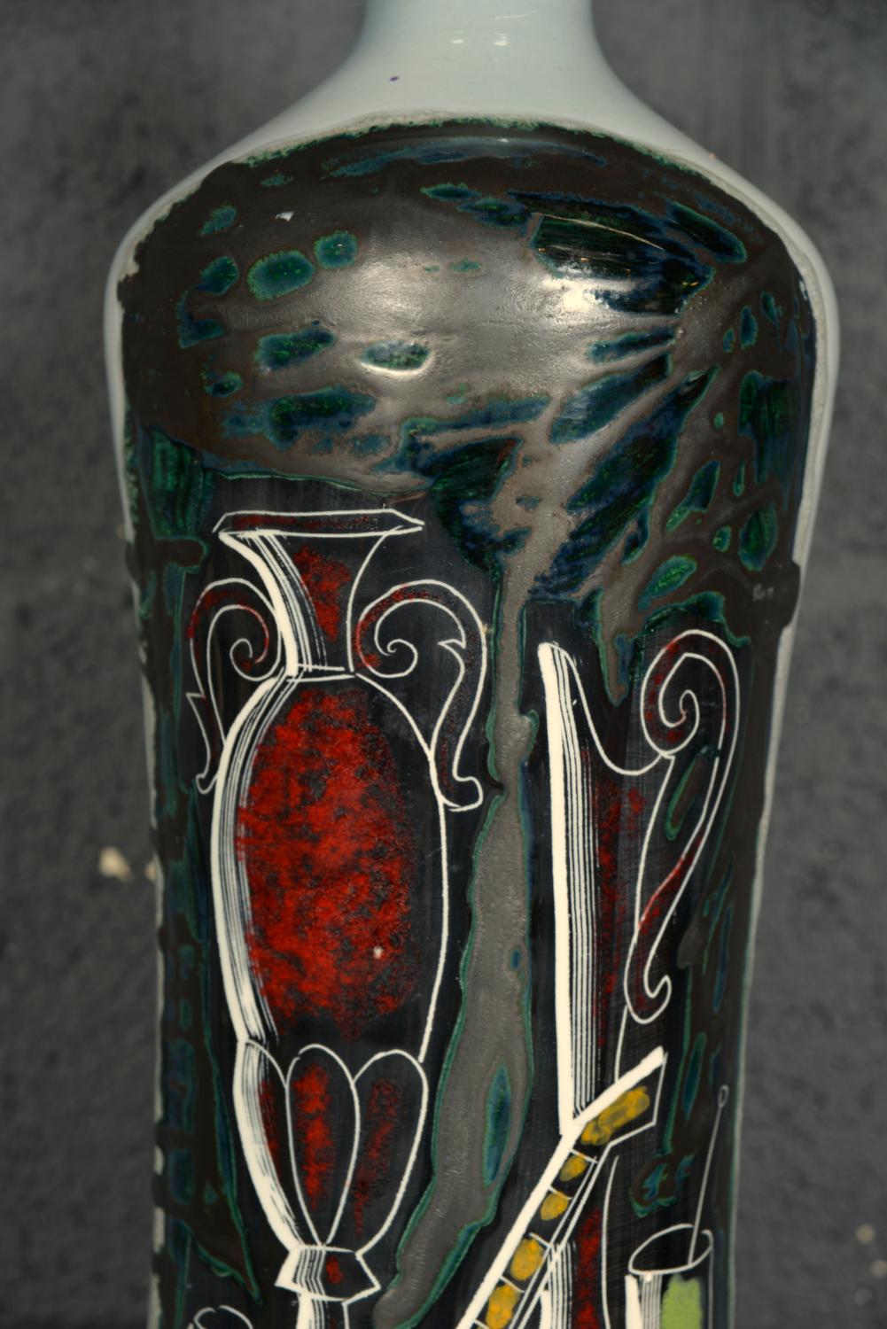 Italienische Sgraffito-Tischlampe aus Keramik, Augusto Giulianelli San Marino, 1960er Jahre im Angebot 1