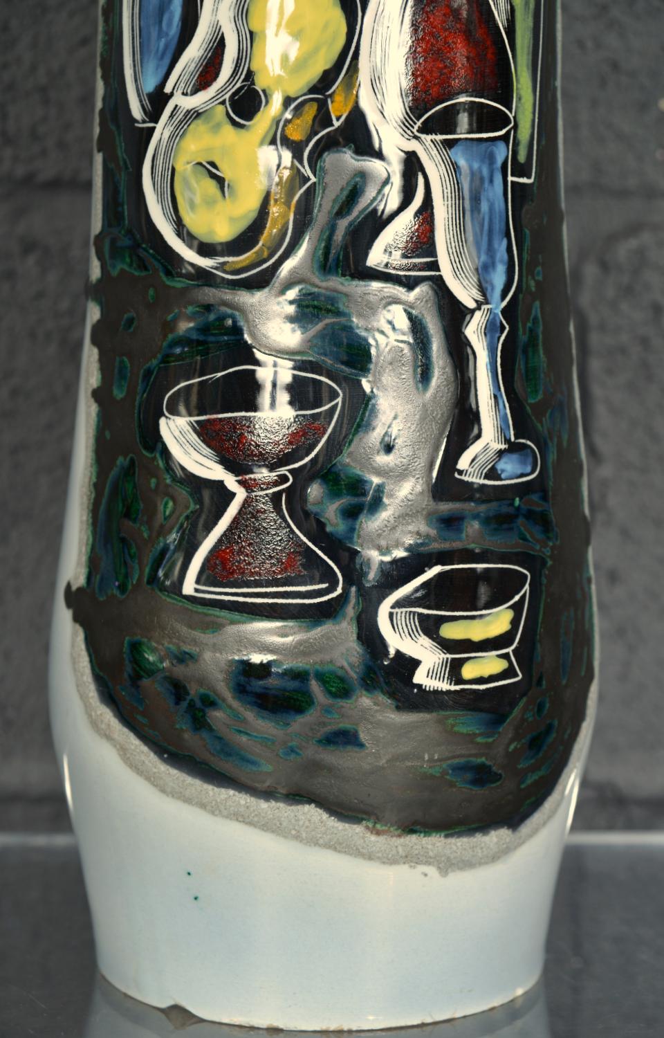 Italienische Sgraffito-Tischlampe aus Keramik, Augusto Giulianelli San Marino, 1960er Jahre im Angebot 2