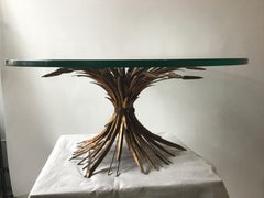 1960s Italian Sheaf of Wheat Gilt Metal Coffee Table