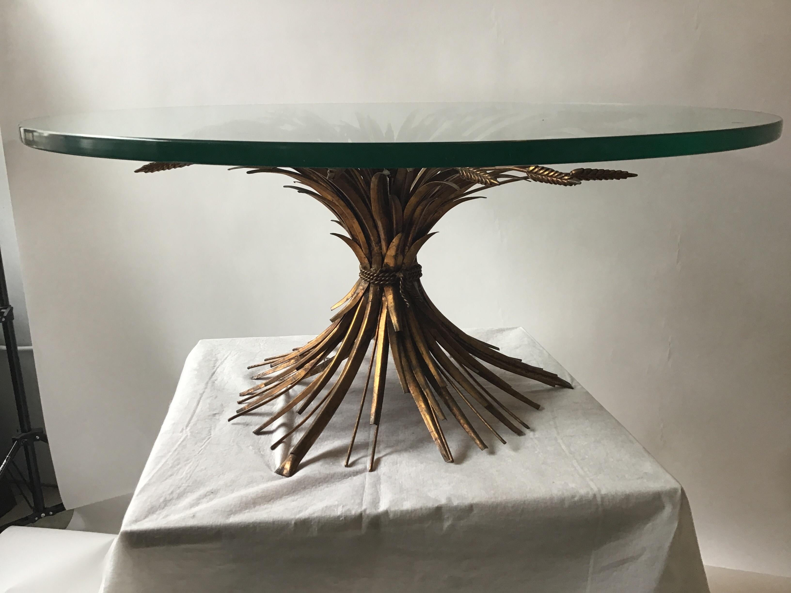 1960s Italian Sheaf of Wheat Gilt Metal Coffee Table In Good Condition In Tarrytown, NY
