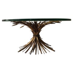 1960s Italian Sheaf of Wheat Gilt Metal Coffee Table