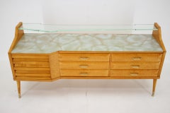 1960s Italian Sideboard/Chest of Drawers in High Gloss Finish with Glass Top and