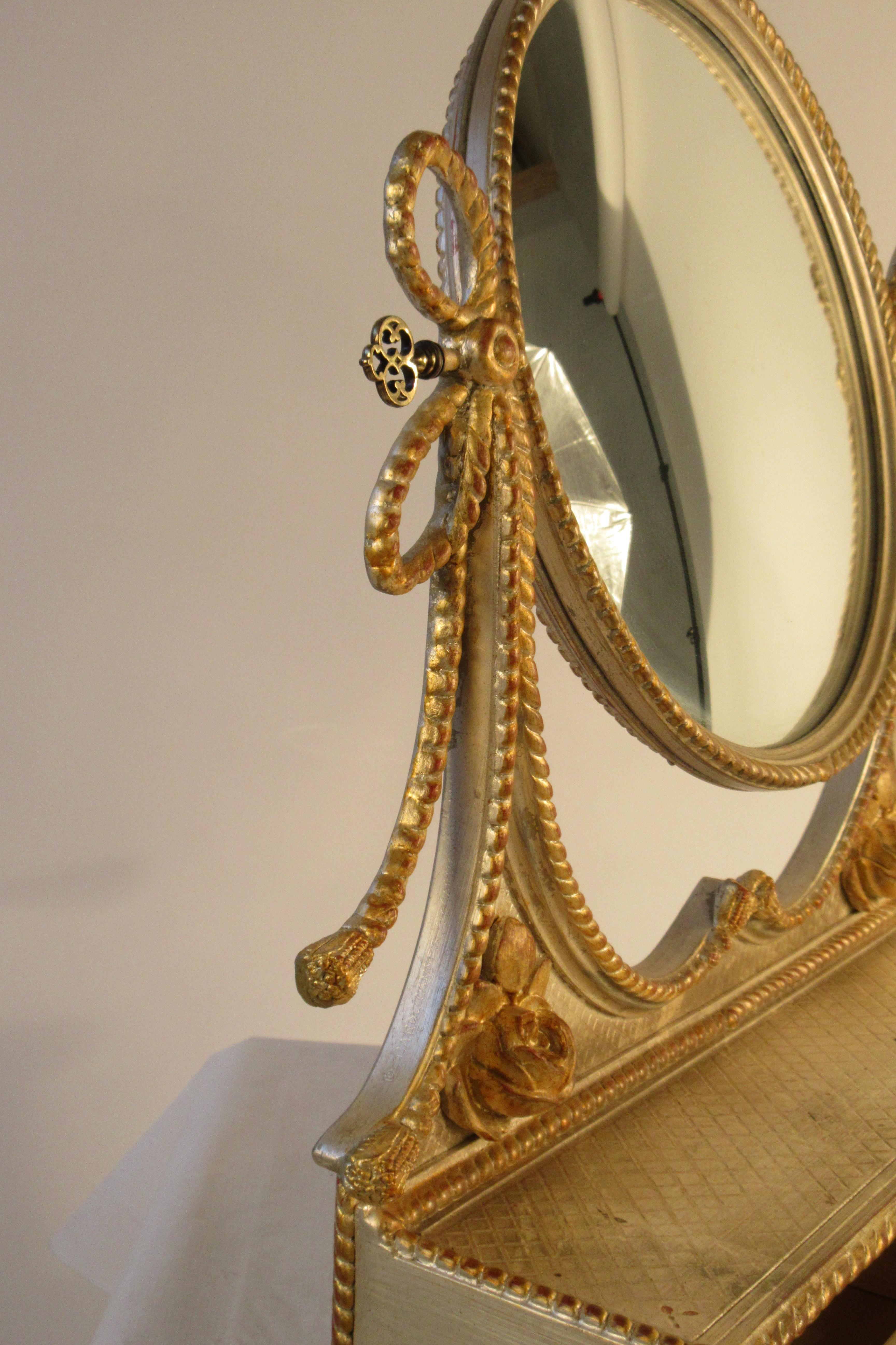 1960s Italian Silver and Gold-Painted Vanity Mirror 12