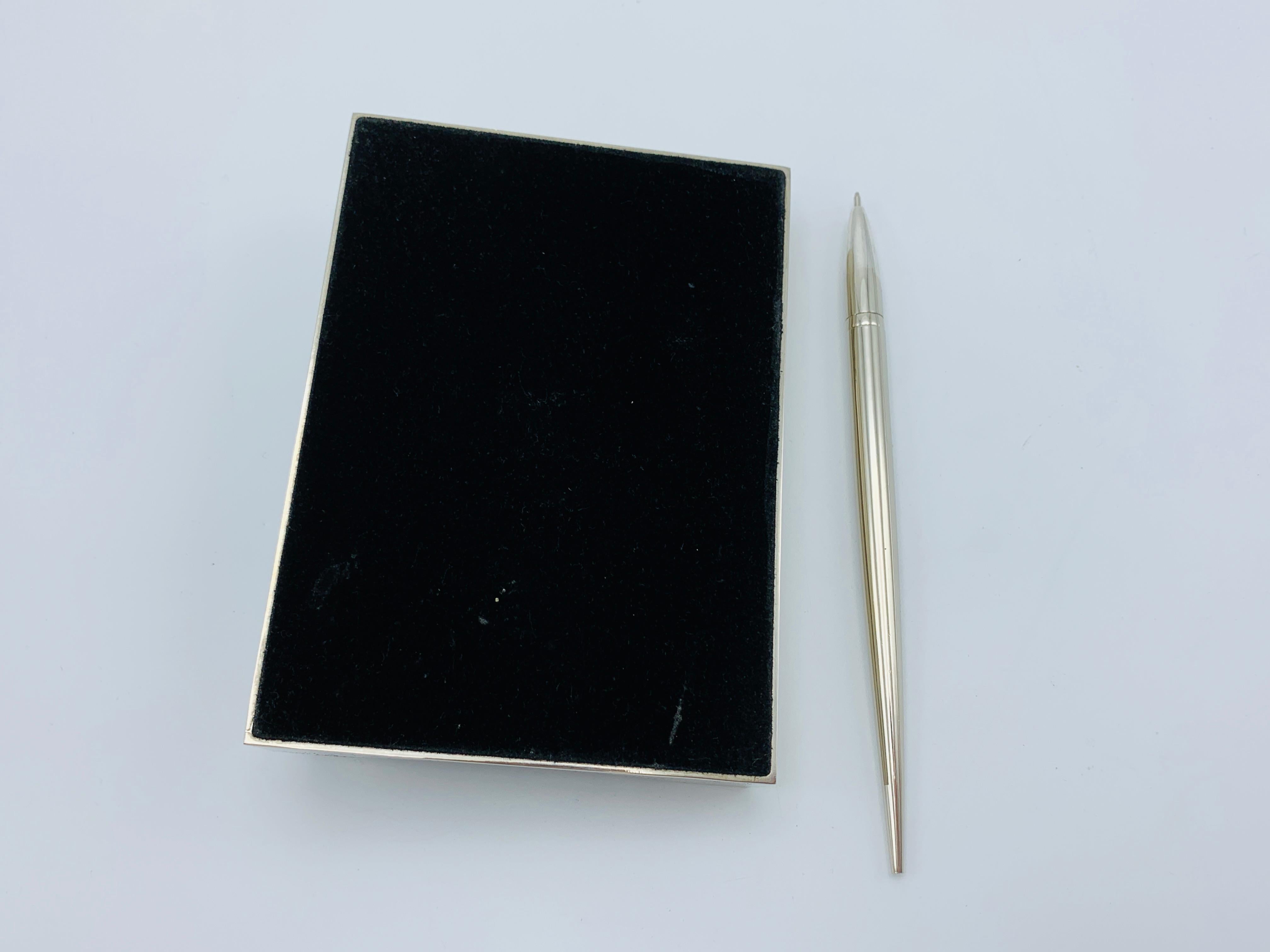 1960s Italian Silver Plate Stationary Notepad and Pen Set For Sale 7