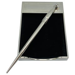 Vintage 1960s Italian Silver Plate Stationary Notepad and Pen Set