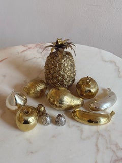 1960s Italian Silver-Plated and Gold Fruit Set, Decorative Sculptures