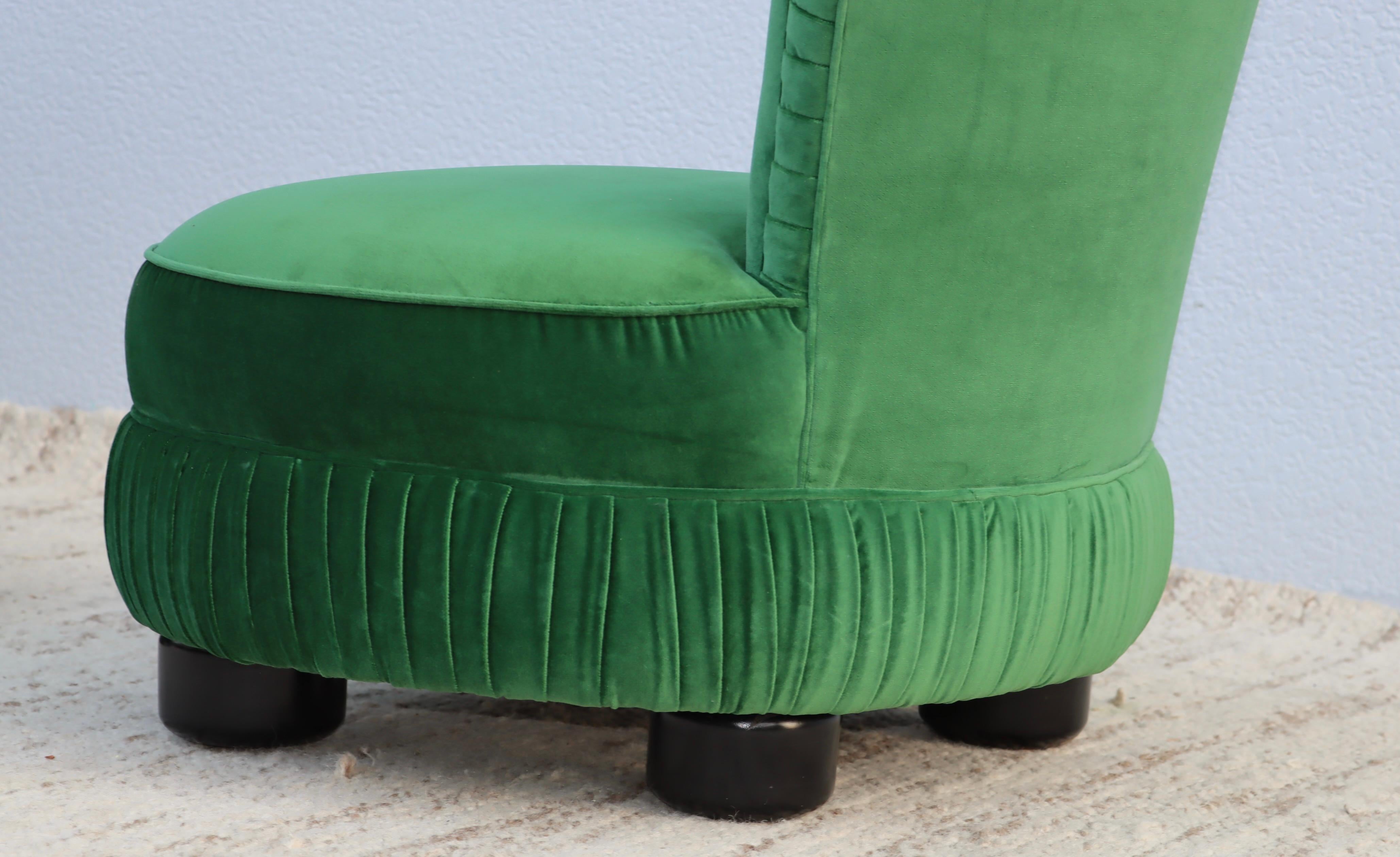 1960s Italian Slipper Chairs in Green Velvet For Sale at 1stDibs