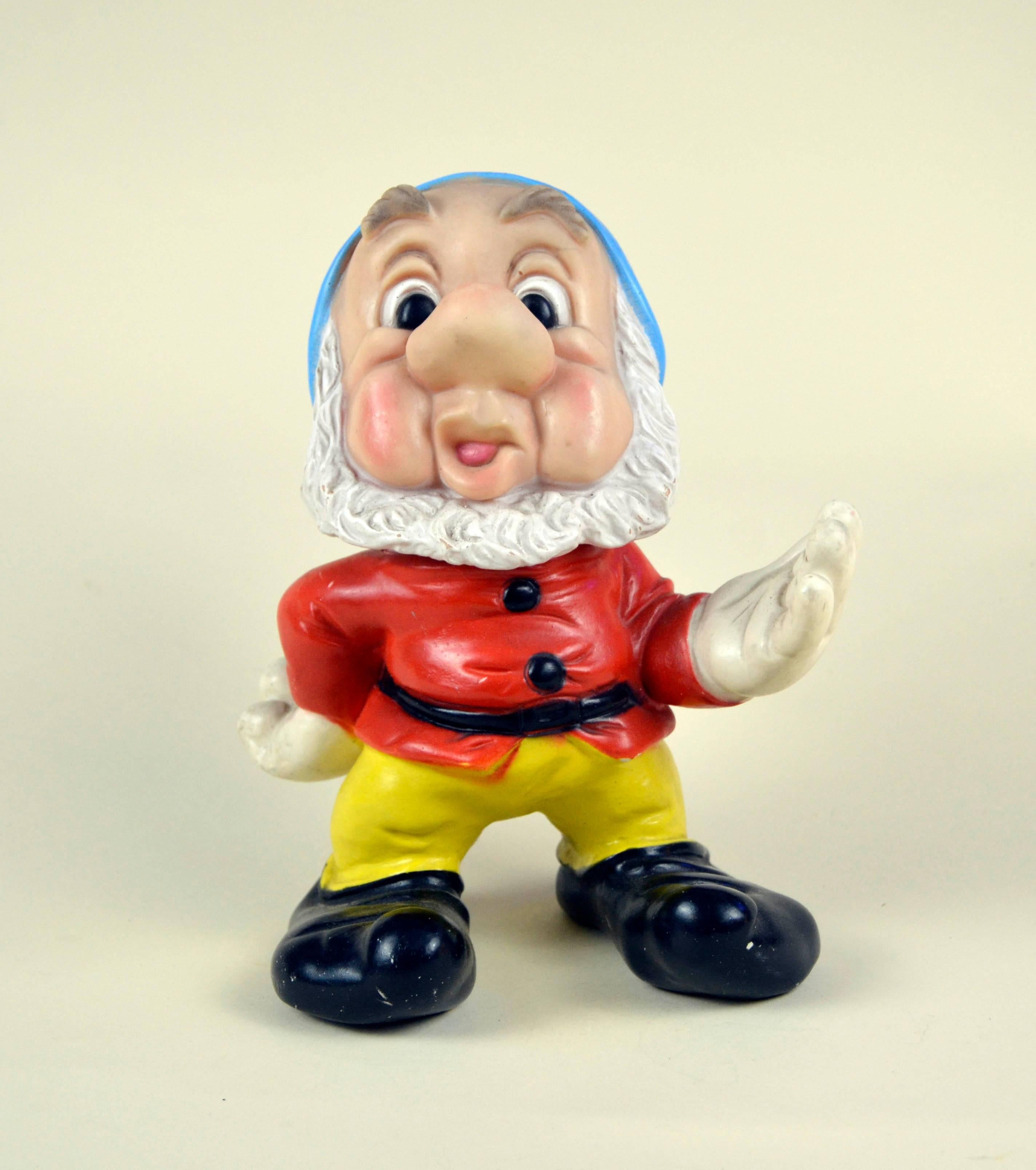 Mid-20th Century 1960s Italian Snow White and the Seven Dwarfs Whistling Rubber Toys for Disney