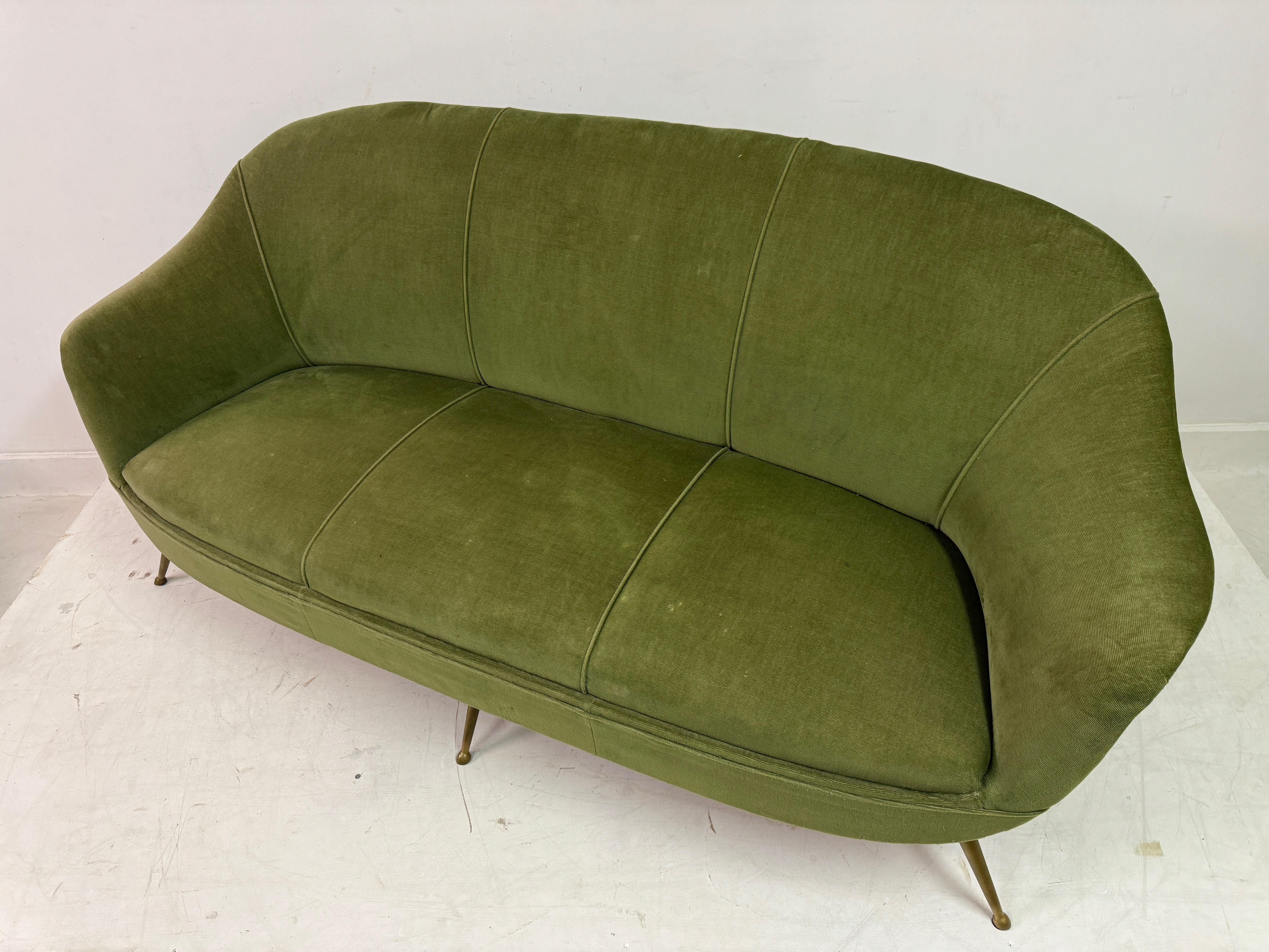1960s Italian Sofa With Brass Legs For Sale 4