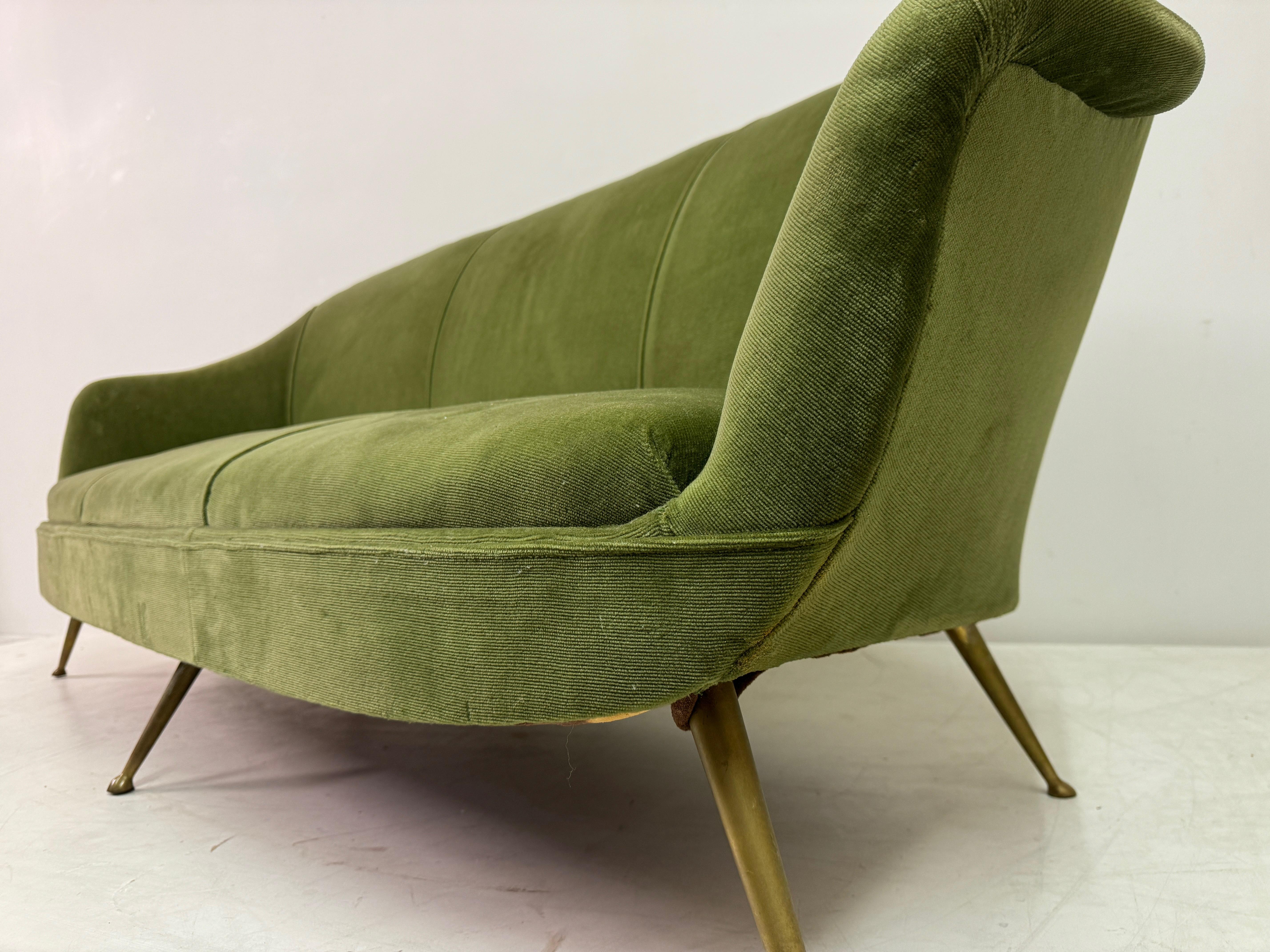 1960s Italian Sofa With Brass Legs For Sale 6