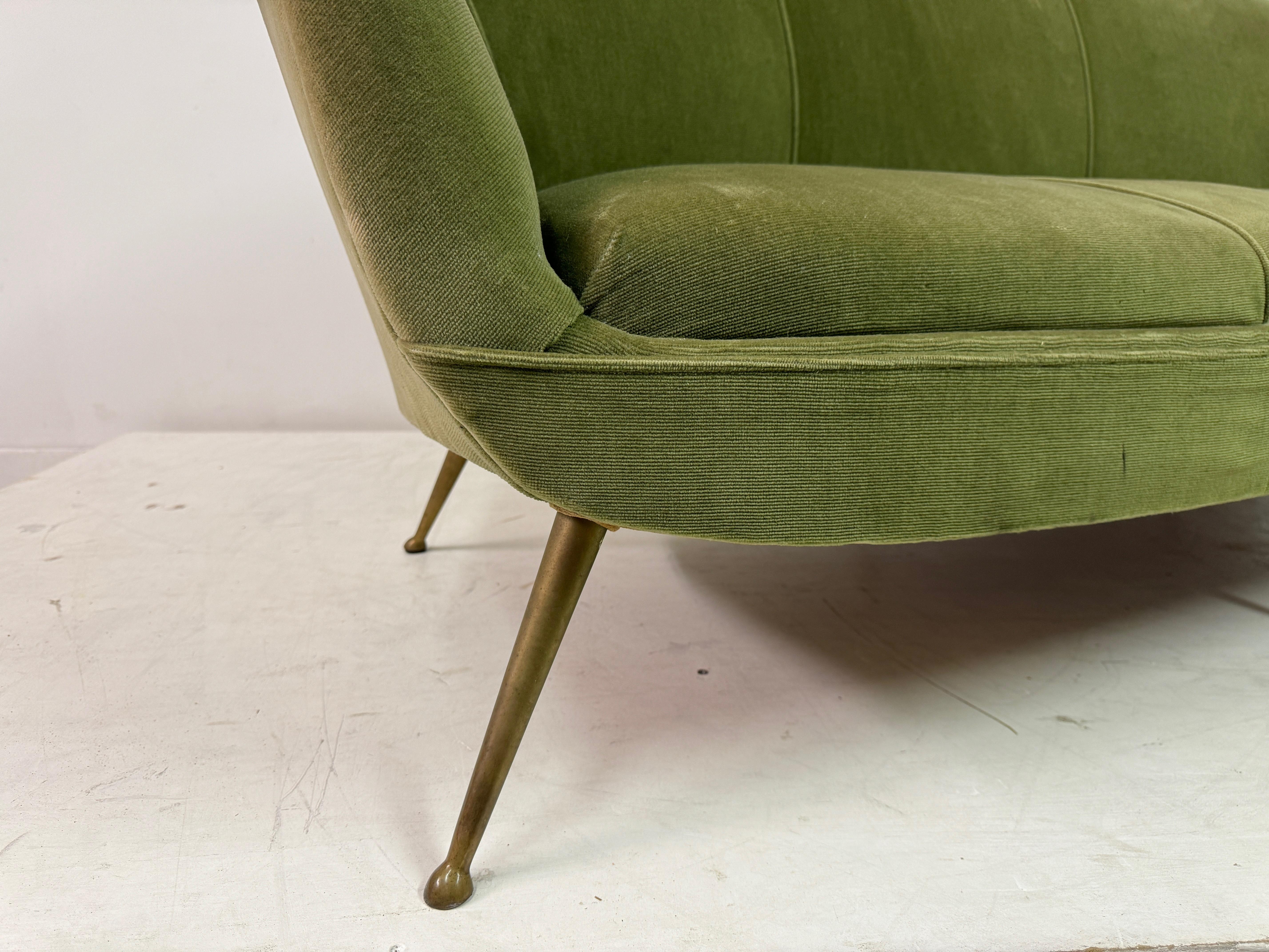 20th Century 1960s Italian Sofa With Brass Legs For Sale