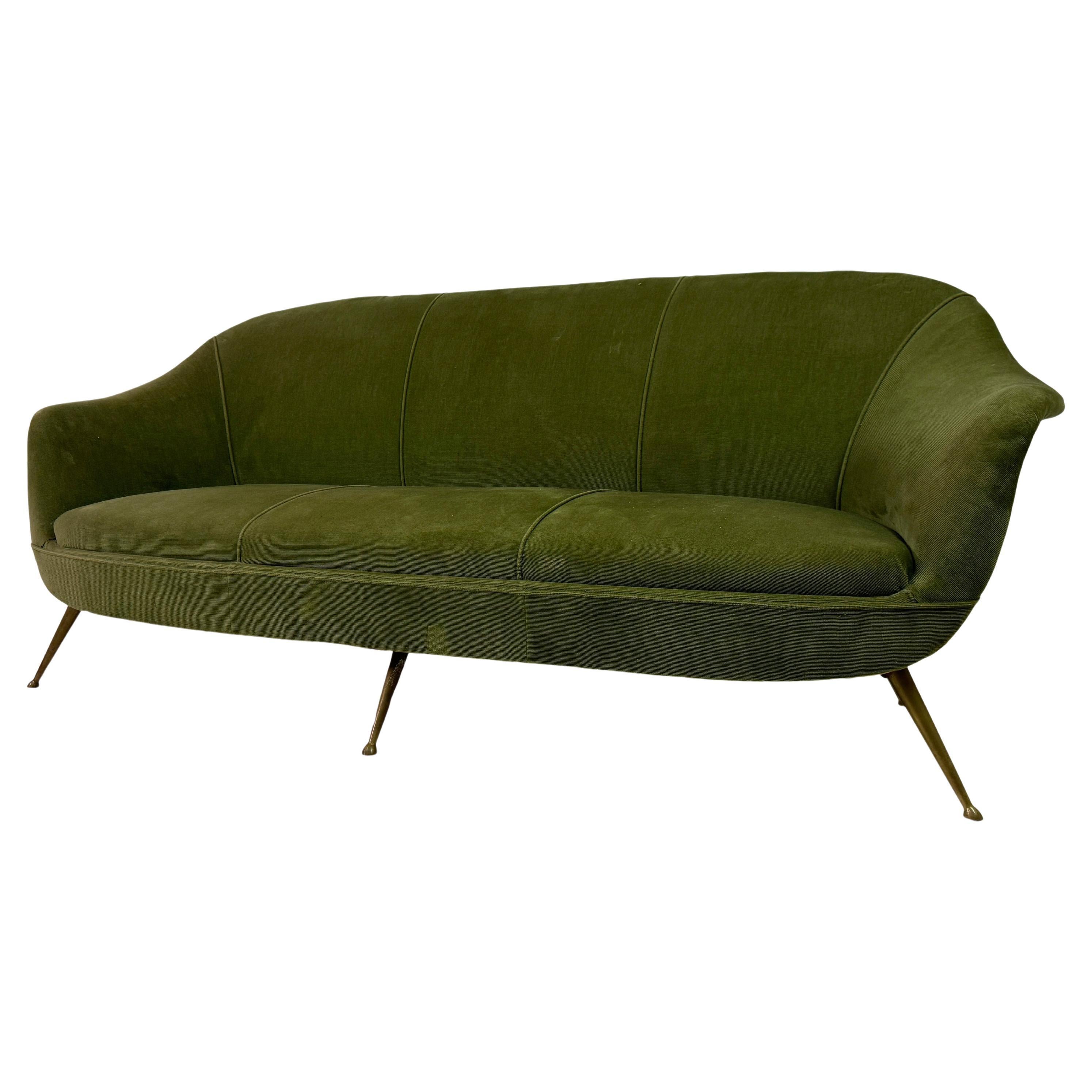 1960s Italian Sofa With Brass Legs For Sale