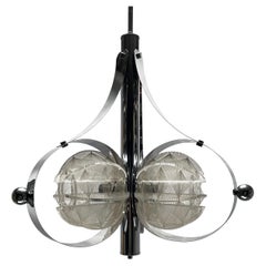 1960s Italian Space Age Mazzega Sompex Secon Nylon Thread Pendant Light, Italy