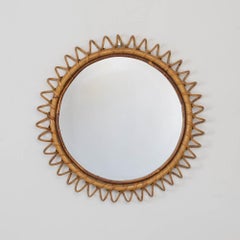 1960s Italian Spiral Rattan Mirror