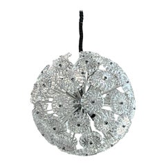 1960s Italian Sputnik Chandelier, Cut Glass & Nickel, Mid-Century