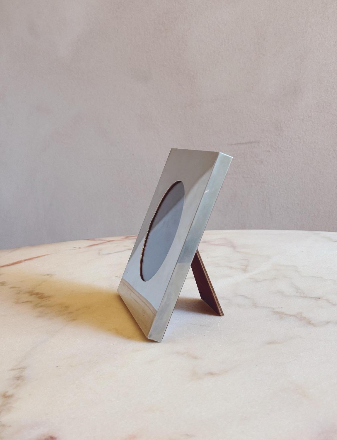 20ième siècle Cadre photo italien carré chromé des années 1960 en vente