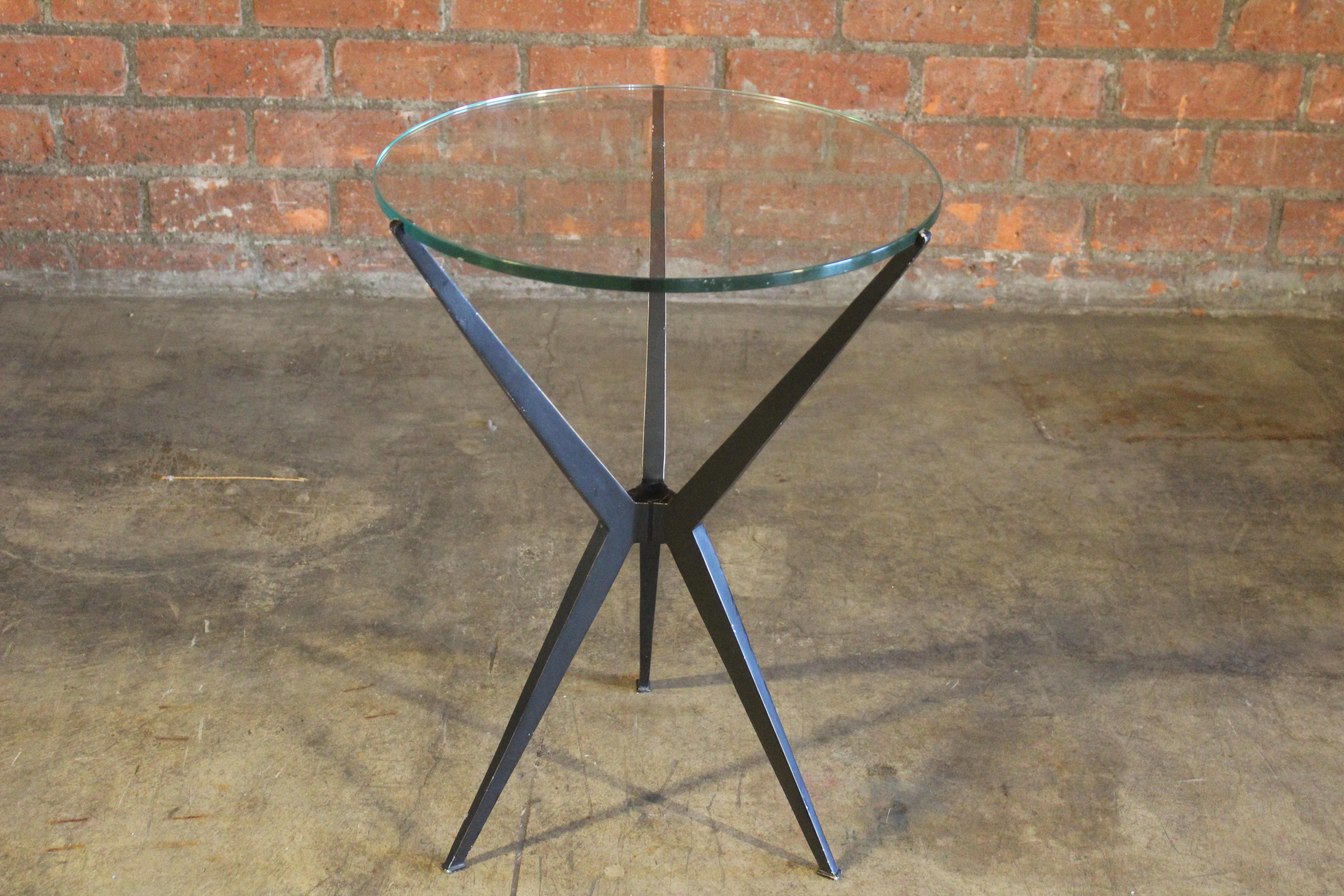 Mid-Century Modern 1960s Italian Steel and Glass Side Table