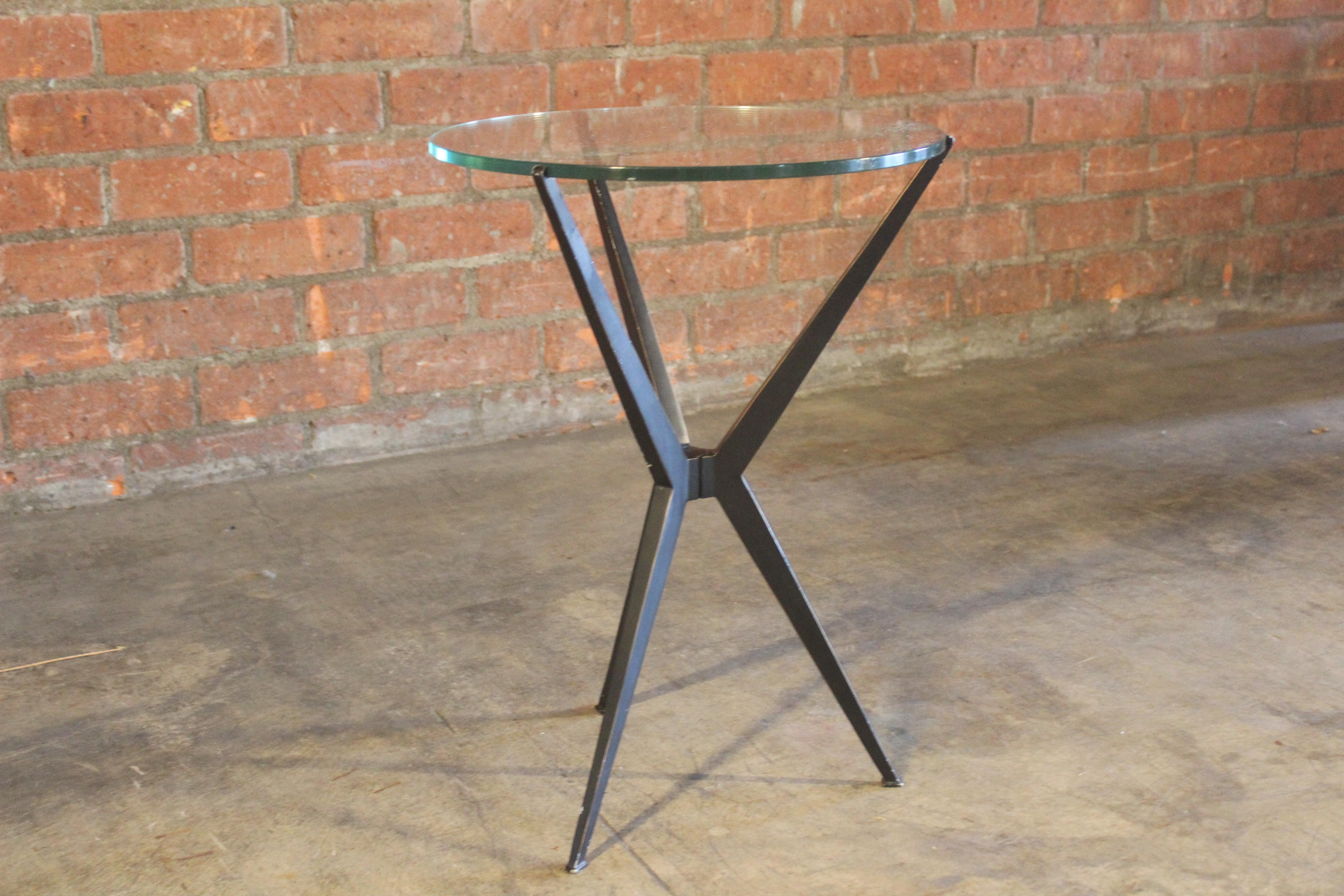Mid-20th Century 1960s Italian Steel and Glass Side Table