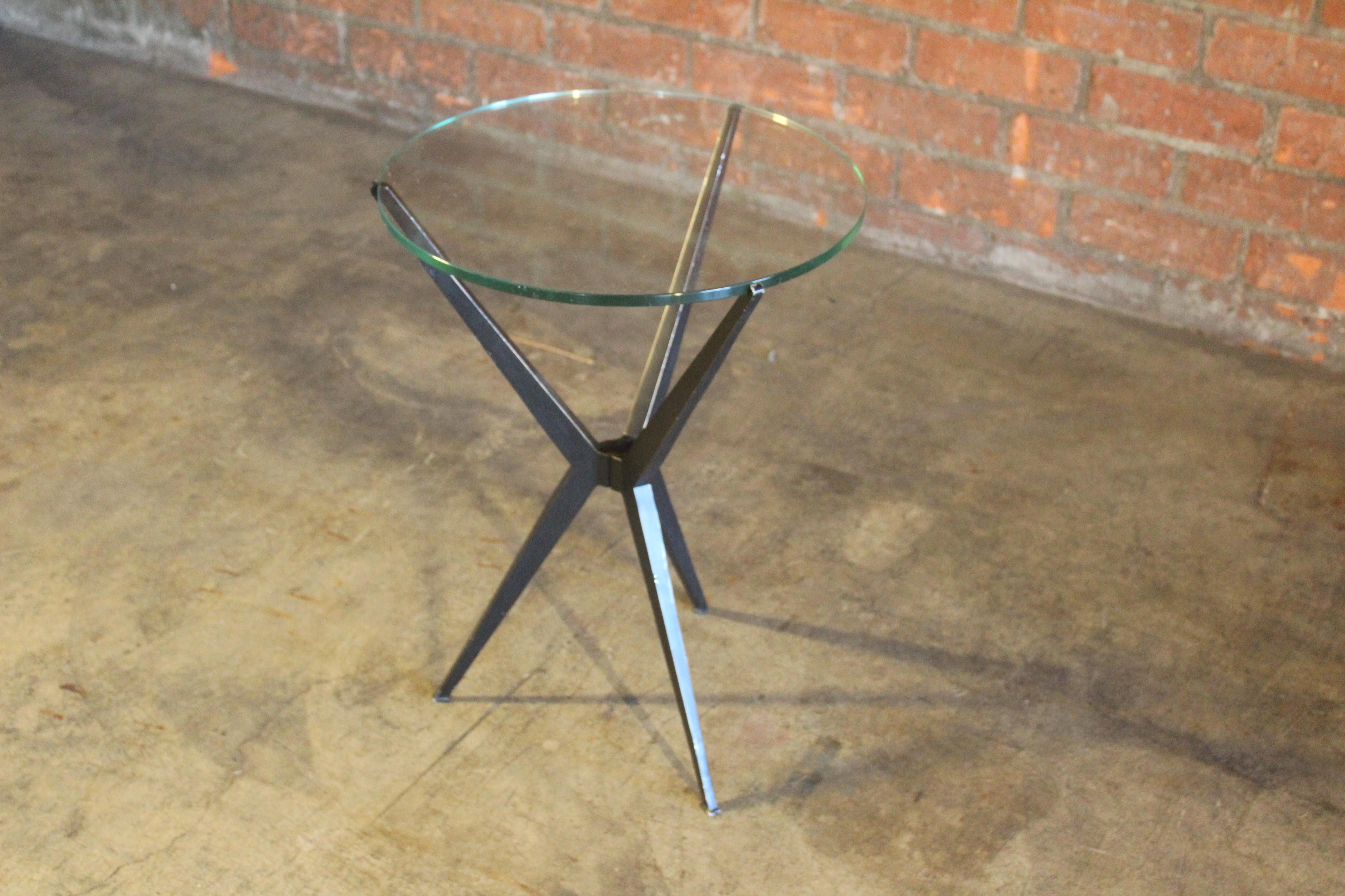 1960s Italian Steel and Glass Side Table 1