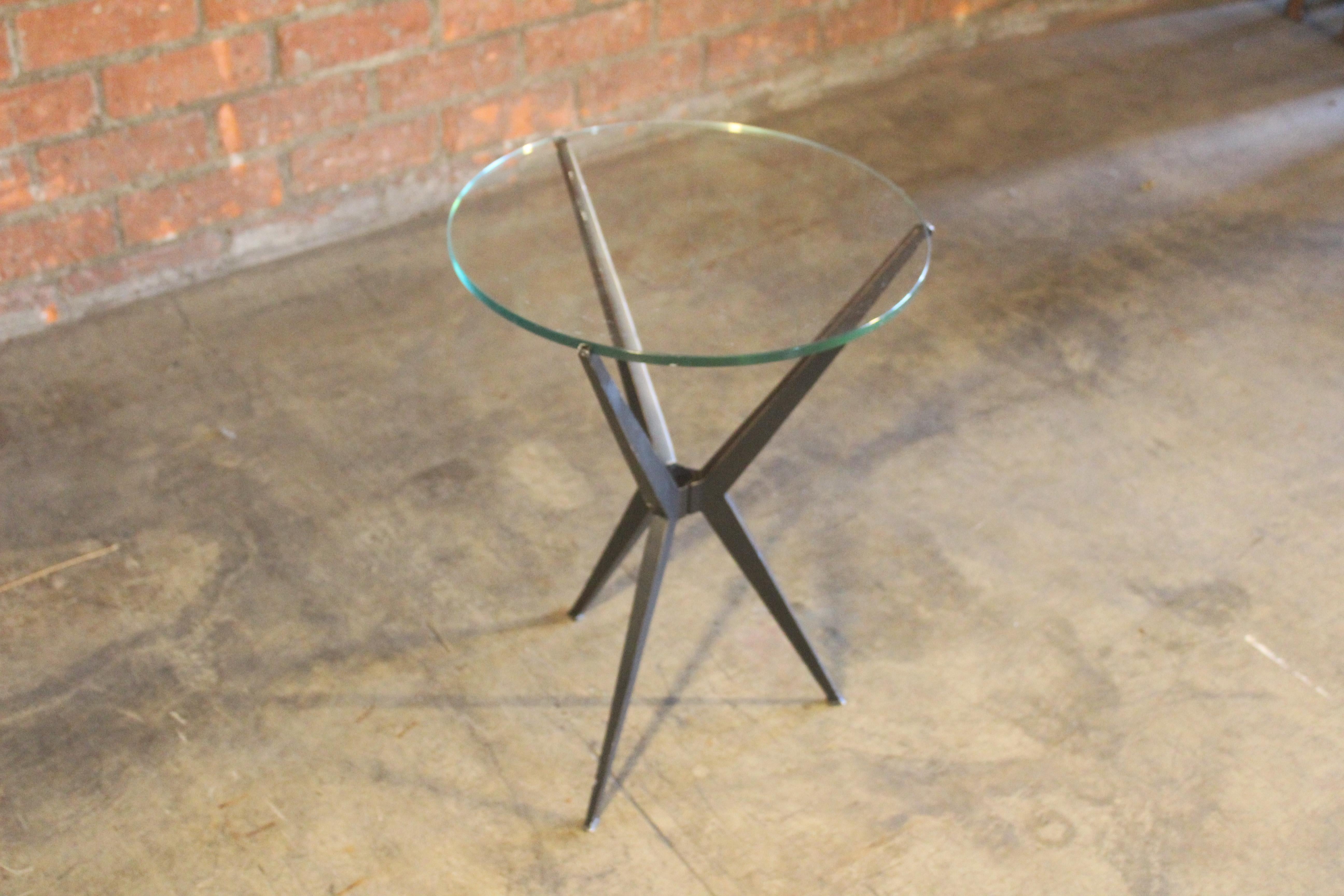 1960s Italian Steel and Glass Side Table 3