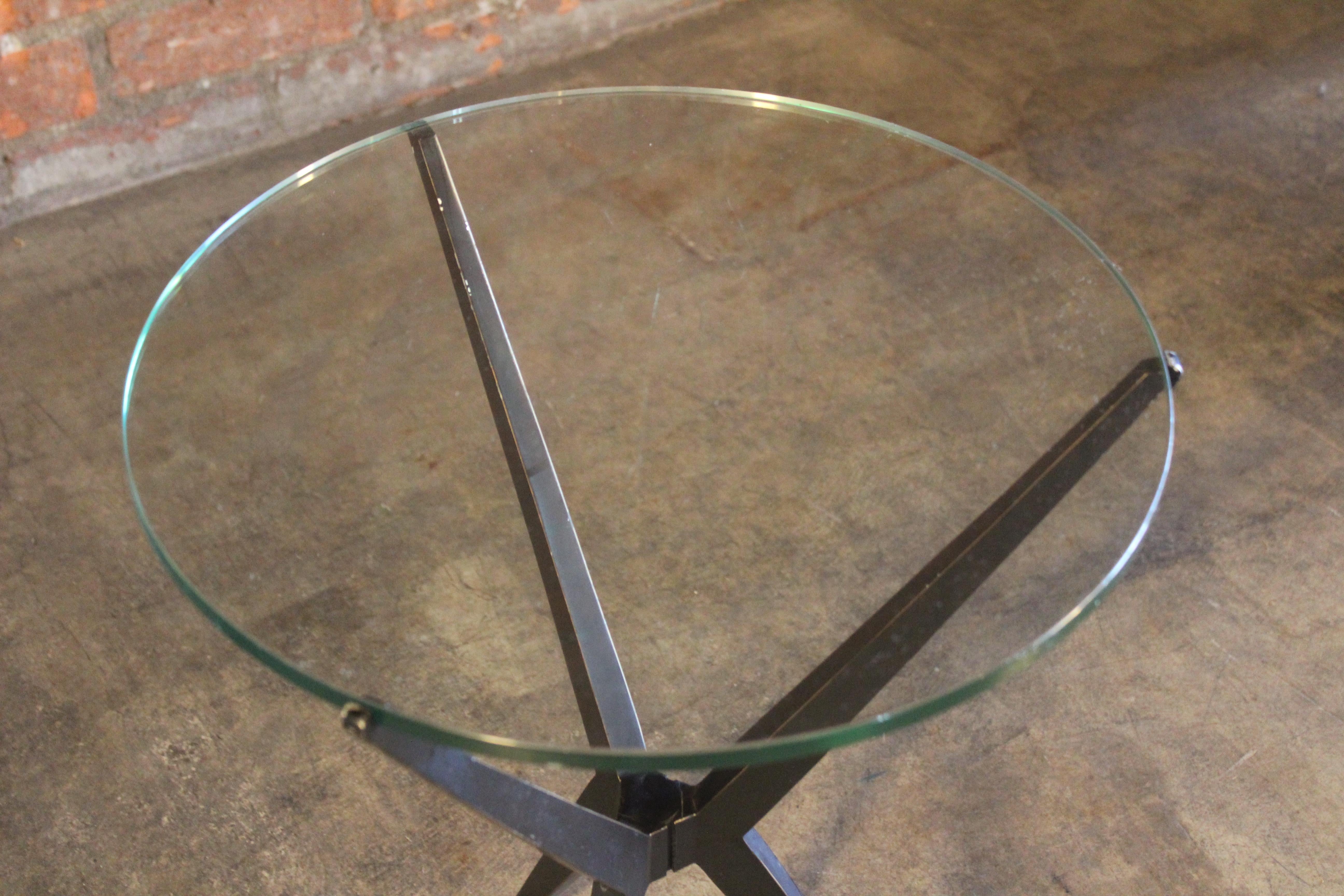 1960s Italian Steel and Glass Side Table 4