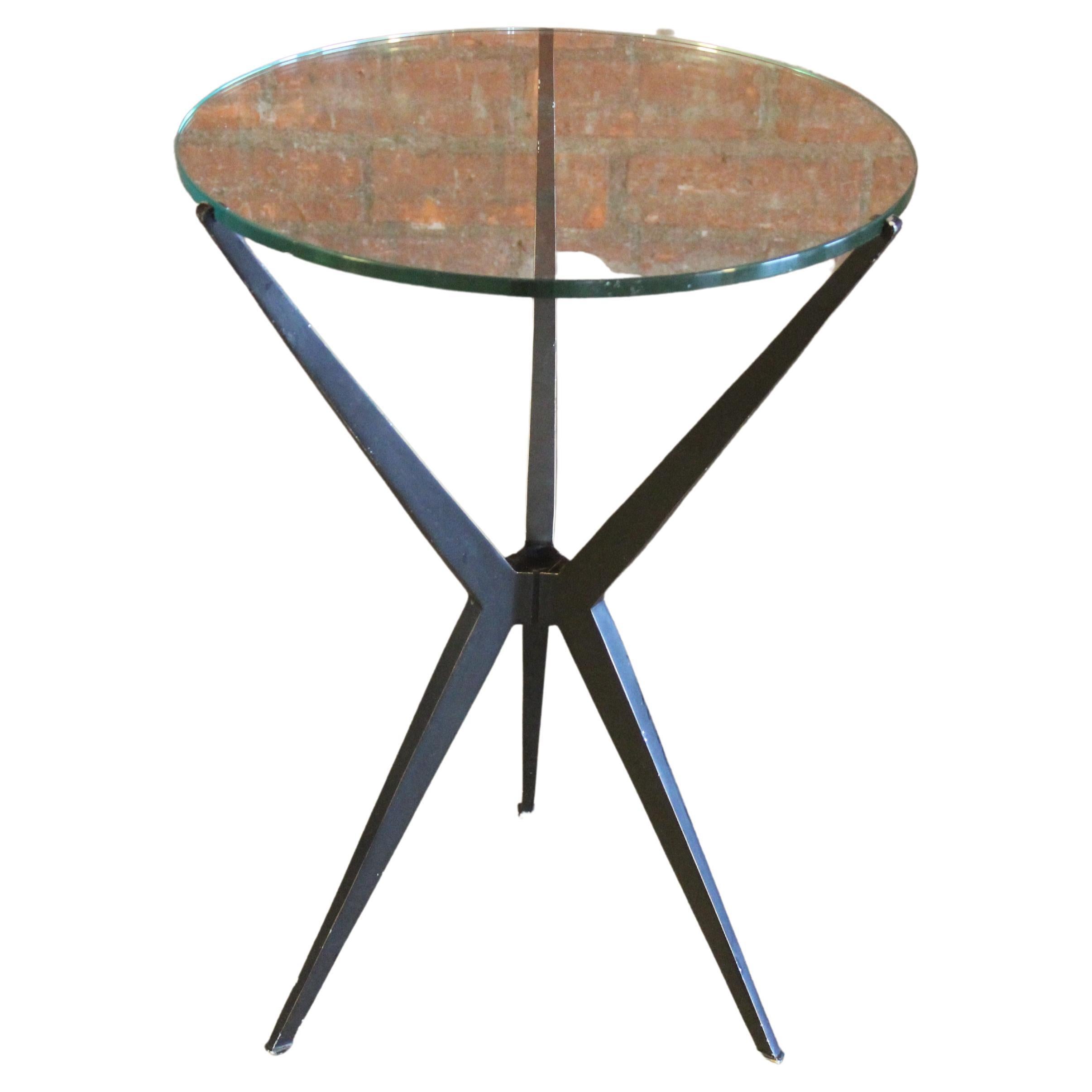 1960s Italian Steel and Glass Side Table