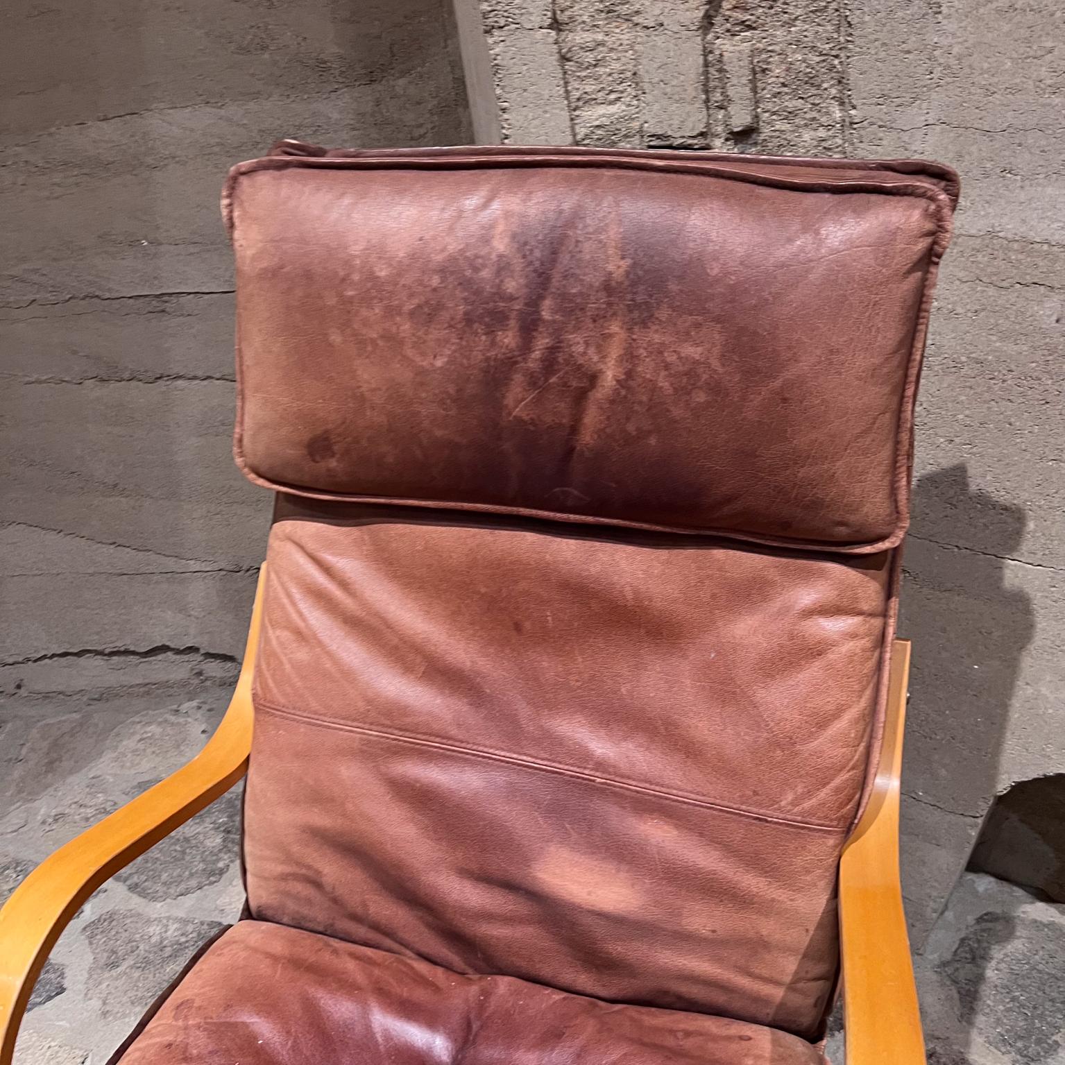 1960s Italian Swiss Leather Tall Padded Lounge Chairs For Sale 5