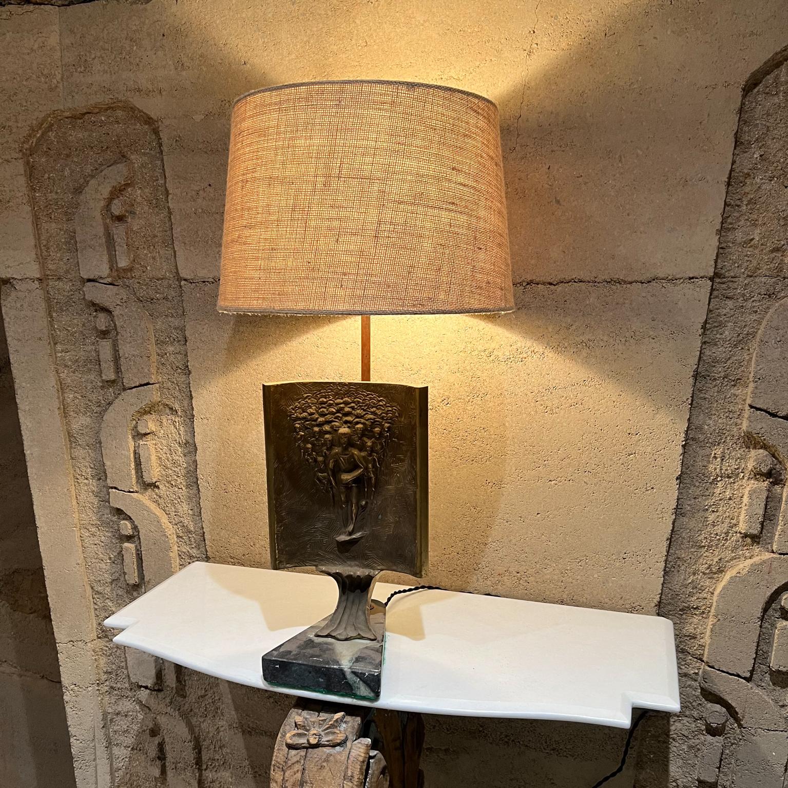 Table Lamp Art 1960s
Italian Table Lamp with Bronze sculpture on Italian Marble Base, Modern ITALY 
Features new green marble base complements patinated bronze
Sculpture from Italy circa 1960s. In the style of Giacometti.
No stamp