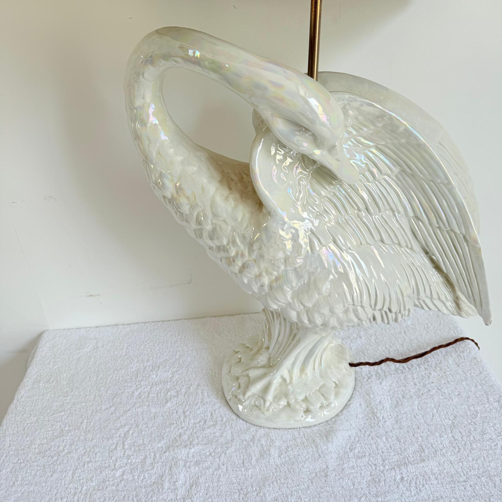 1960's Italian Table Lamp In White Glazed Ceramic In Good Condition For Sale In London, GB