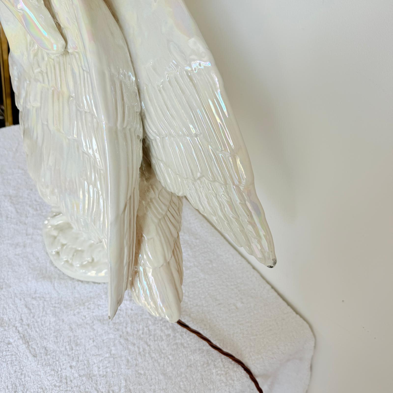 1960's Italian Table Lamp In White Glazed Ceramic For Sale 3