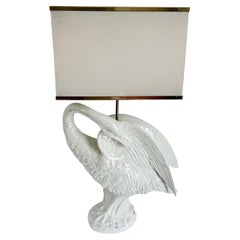 1960's Italian Table Lamp In White Glazed Ceramic