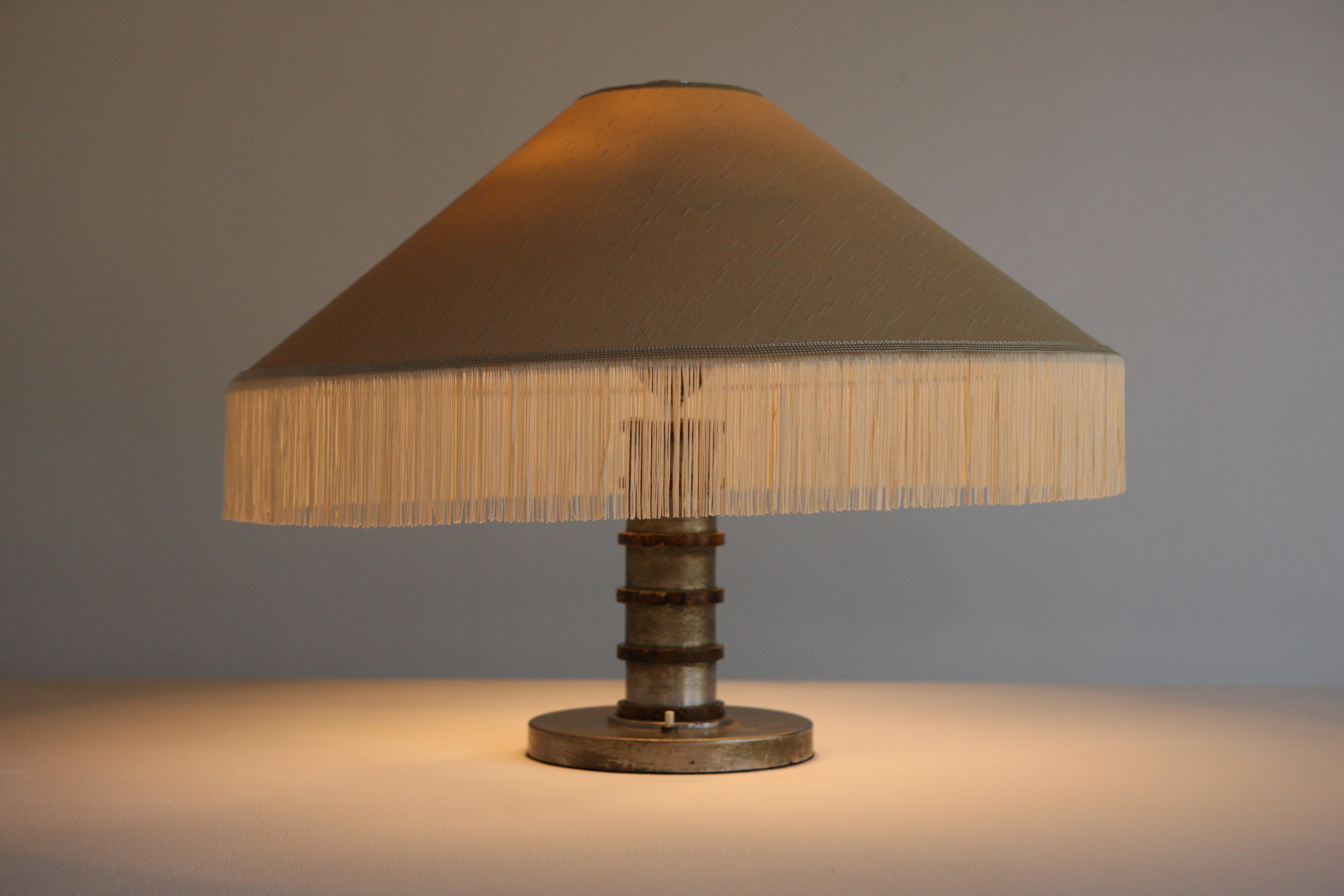 Mid-Century Modern 1960's Italian Table Lamp With Fringed Shade
