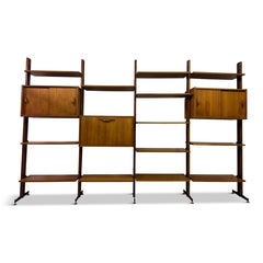 1960s Italian Teak Wall Unit Bookcase