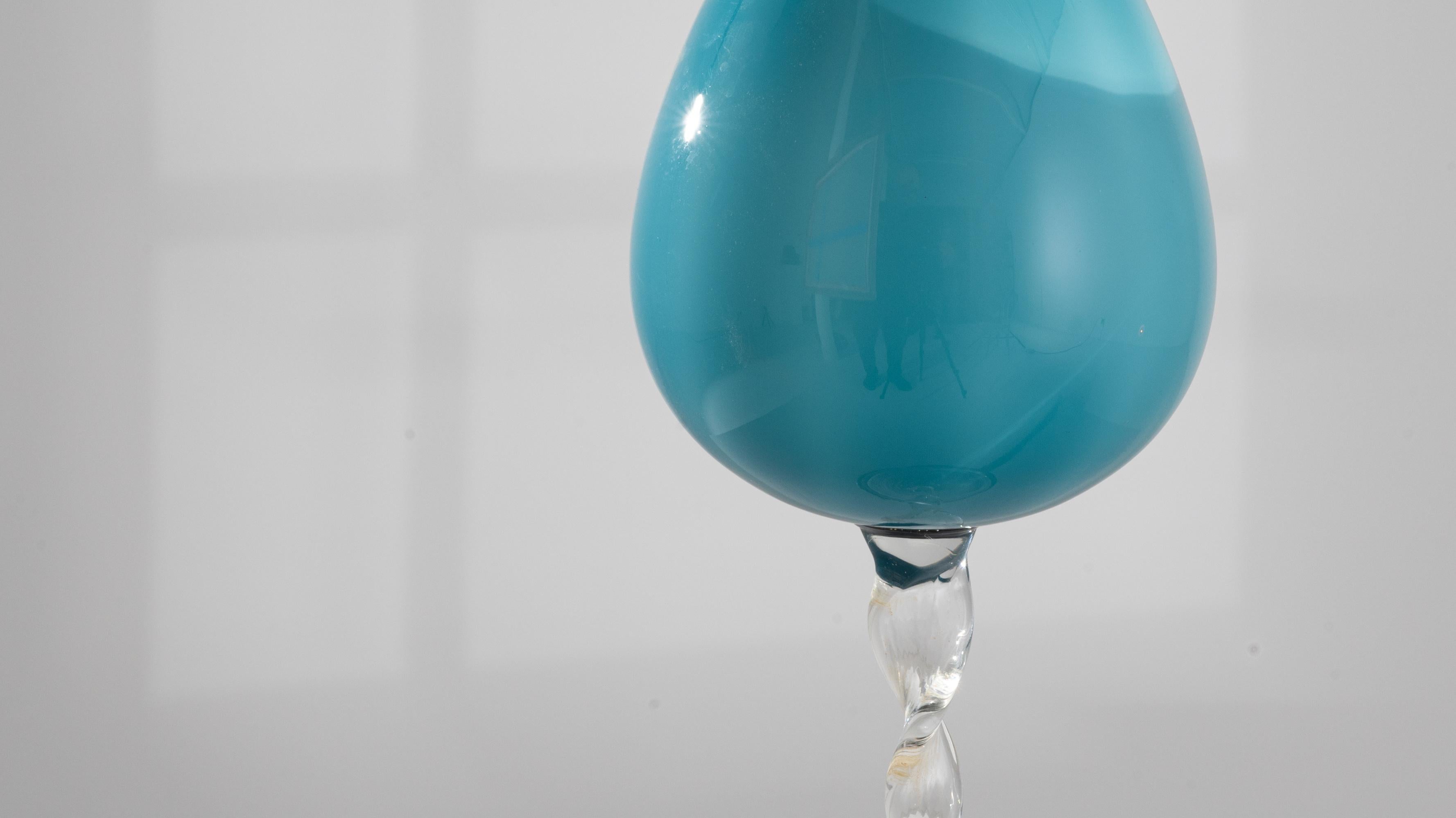 1960s Italian Teal Glass Goblet For Sale 6