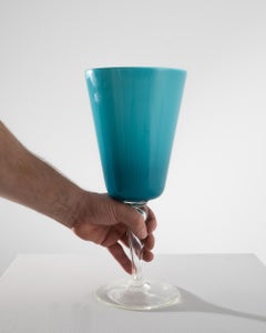 1960s Italian Teal Glass Goblet