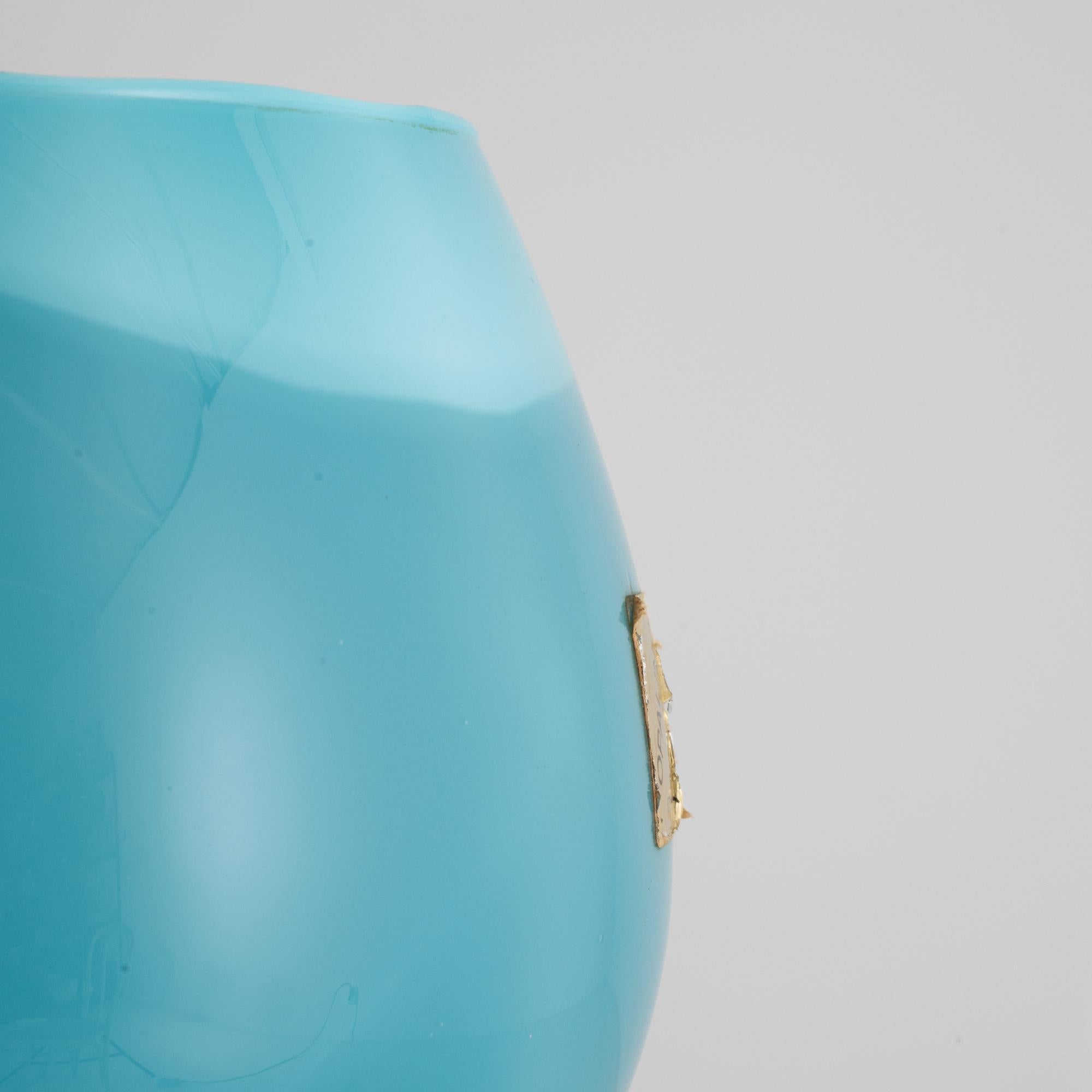 1960s Italian Teal Glass Goblet For Sale 1