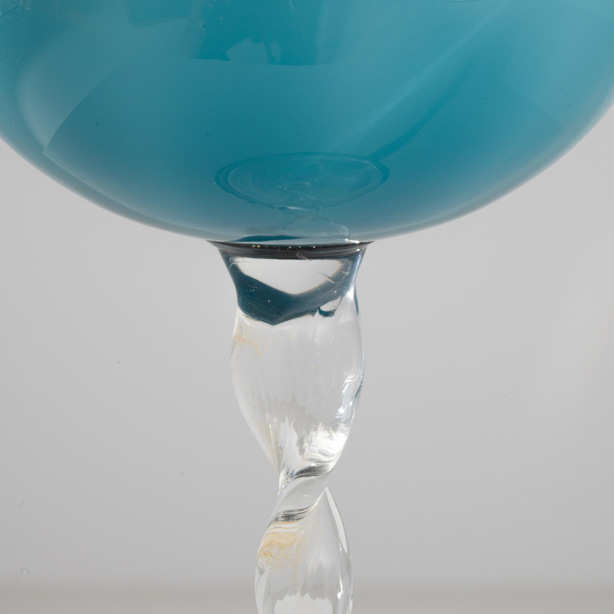1960s Italian Teal Glass Goblet For Sale 3