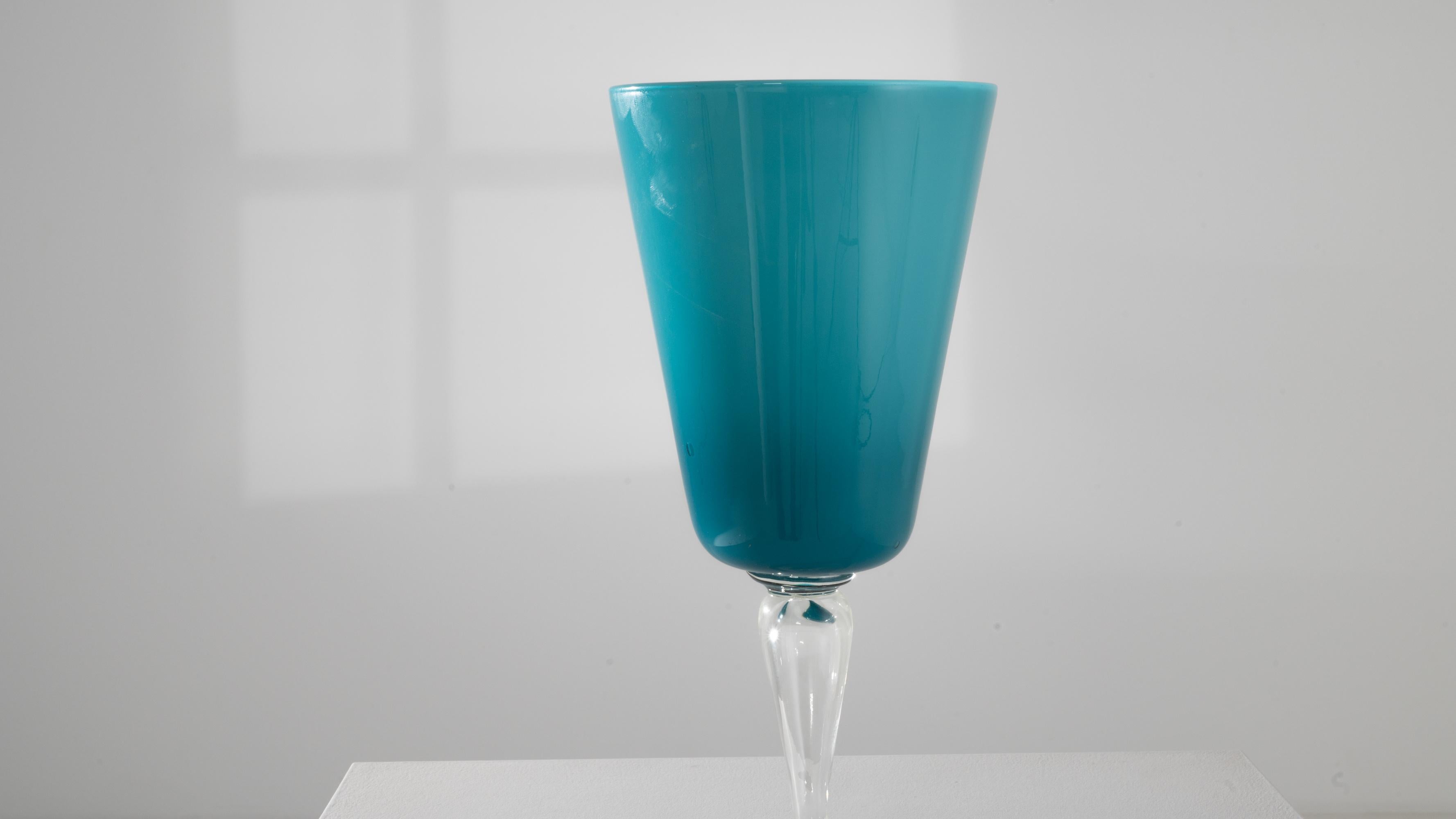 1960s Italian Teal Glass Goblet For Sale 5