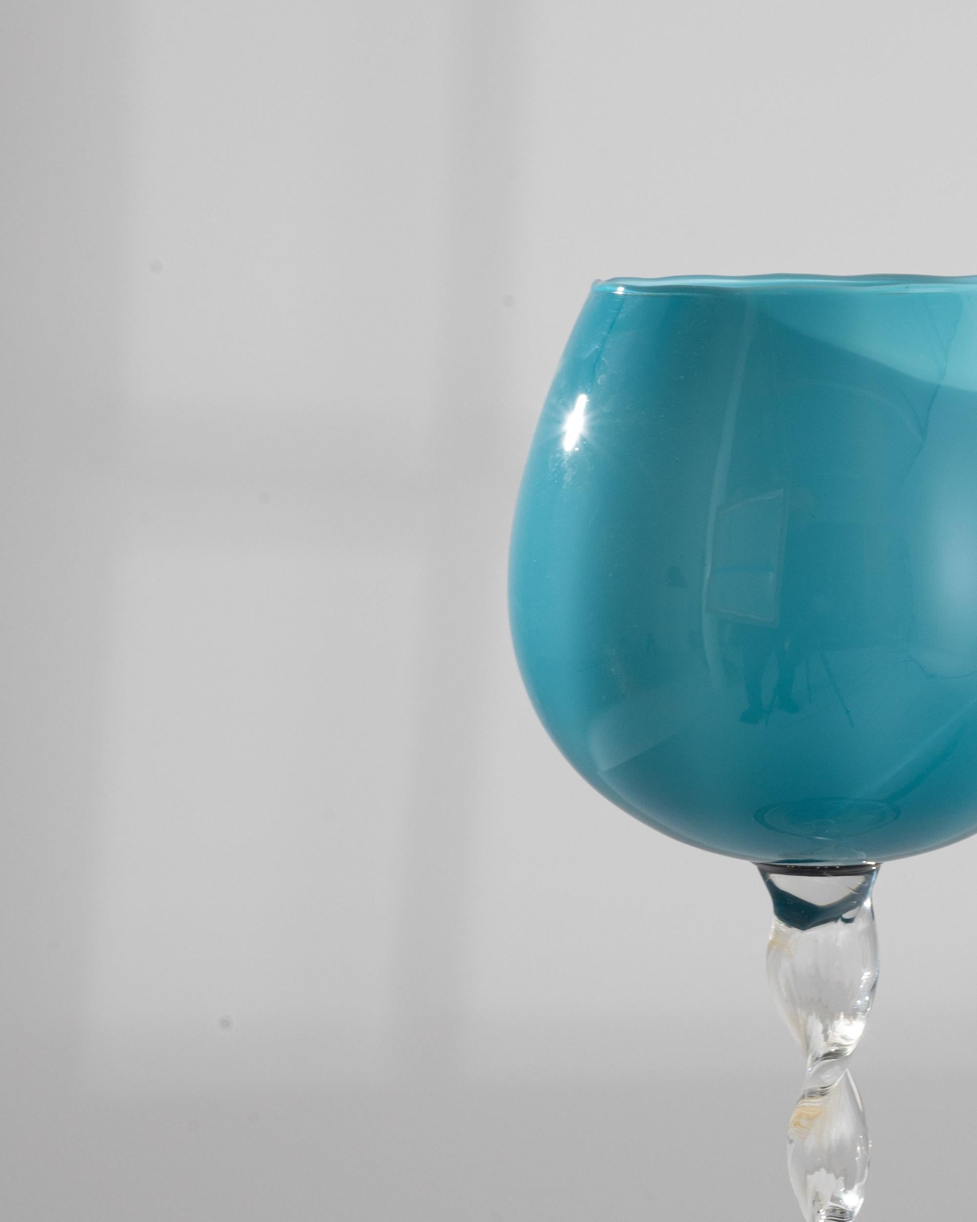 1960s Italian Teal Glass Goblet For Sale 5