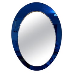 1960s Italian Teardrop Mirror with Blue Glass Frame