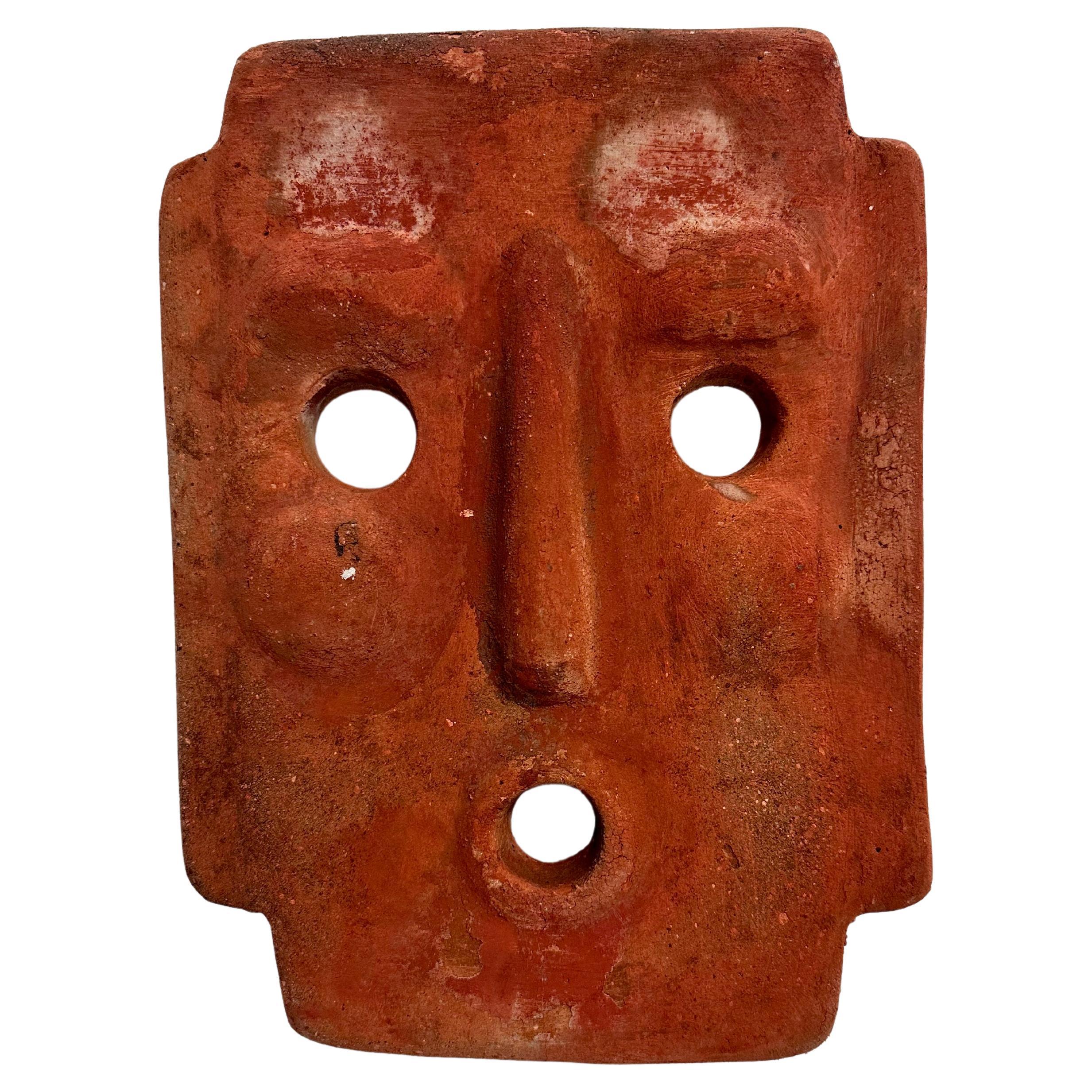 1960s Italian Terracotta Mask Candle Sconce For Sale