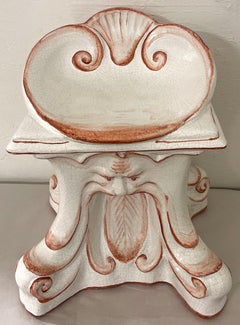 1960s Italian Terracotta North Wind and Shell Motif Garden Seat / Chair / Stool
