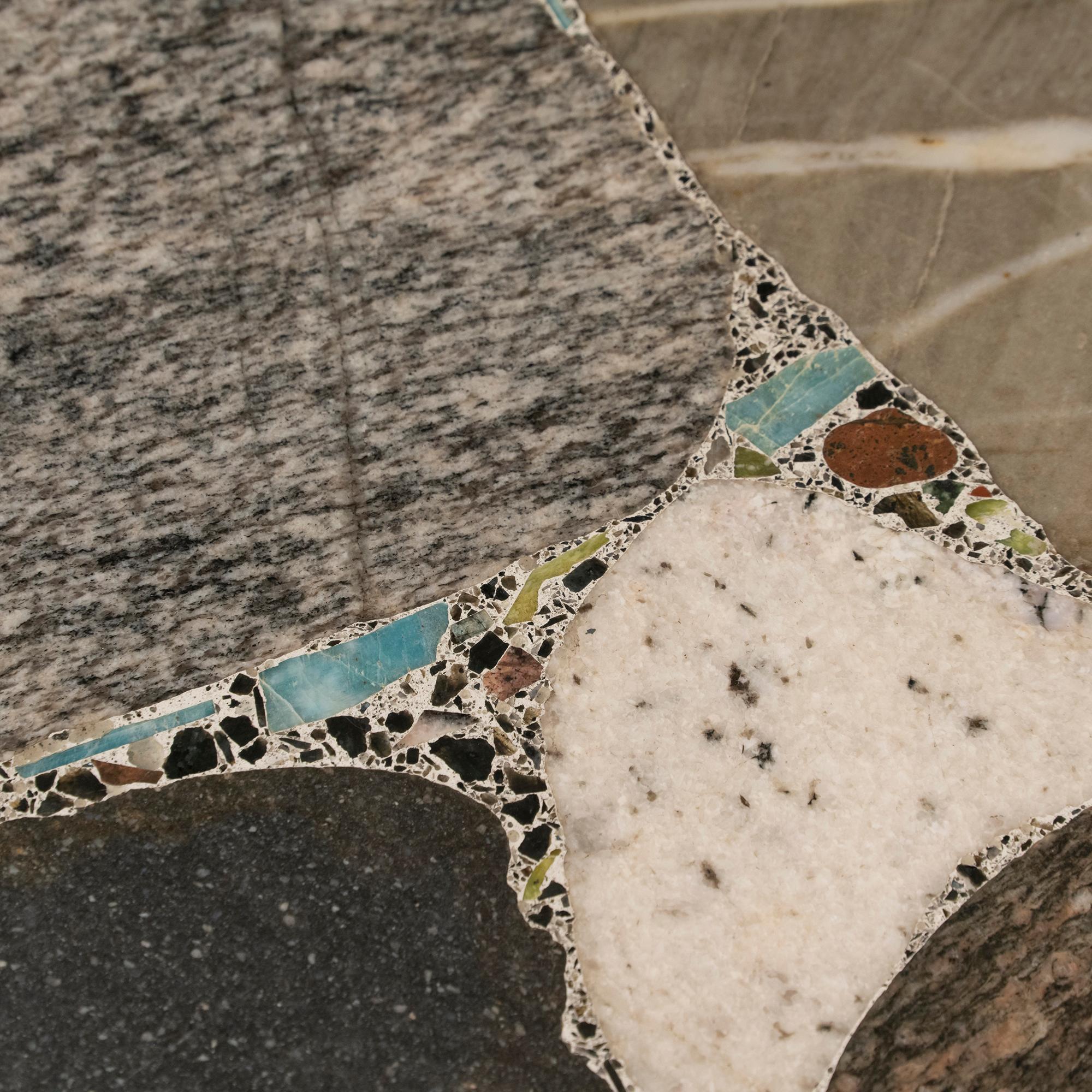 1960s Italian Terrazzo Coffee Table Top and Palisander and Walnut Base 4