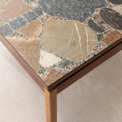 1960s Italian Terrazzo Coffee Table Top and Palisander and Walnut Base