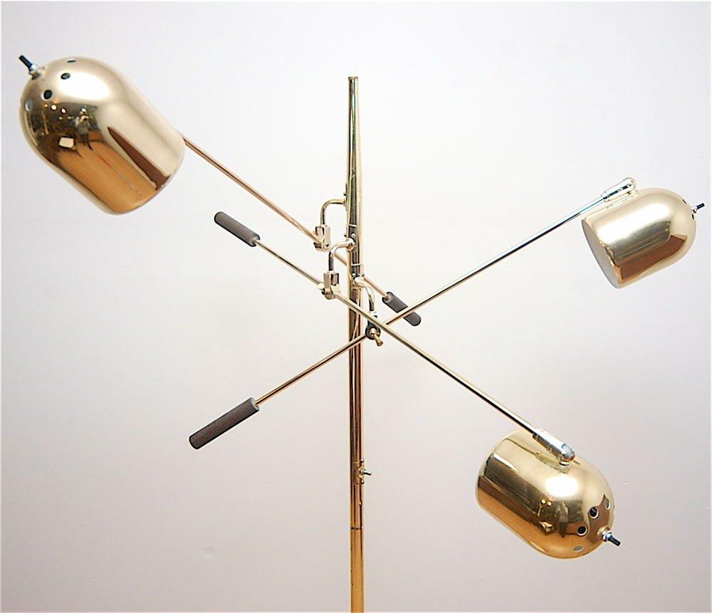 Mid-Century Modern 1960s Italian Three-Arm Brass Floor Lamp in Style of Tempestini