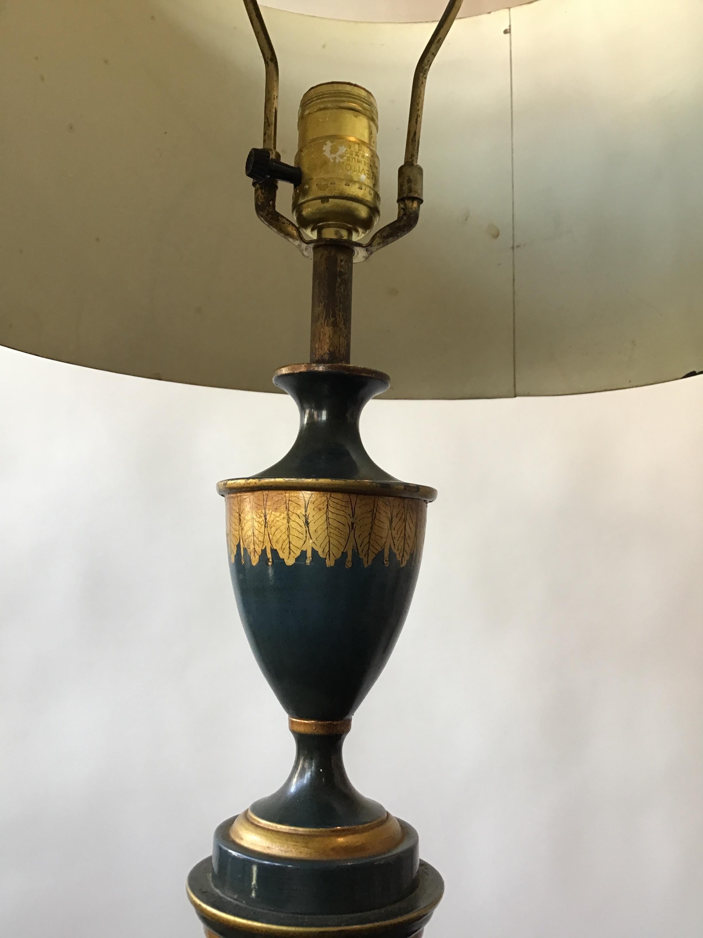 Metal 1960s Italian Tole Classical Lamp For Sale