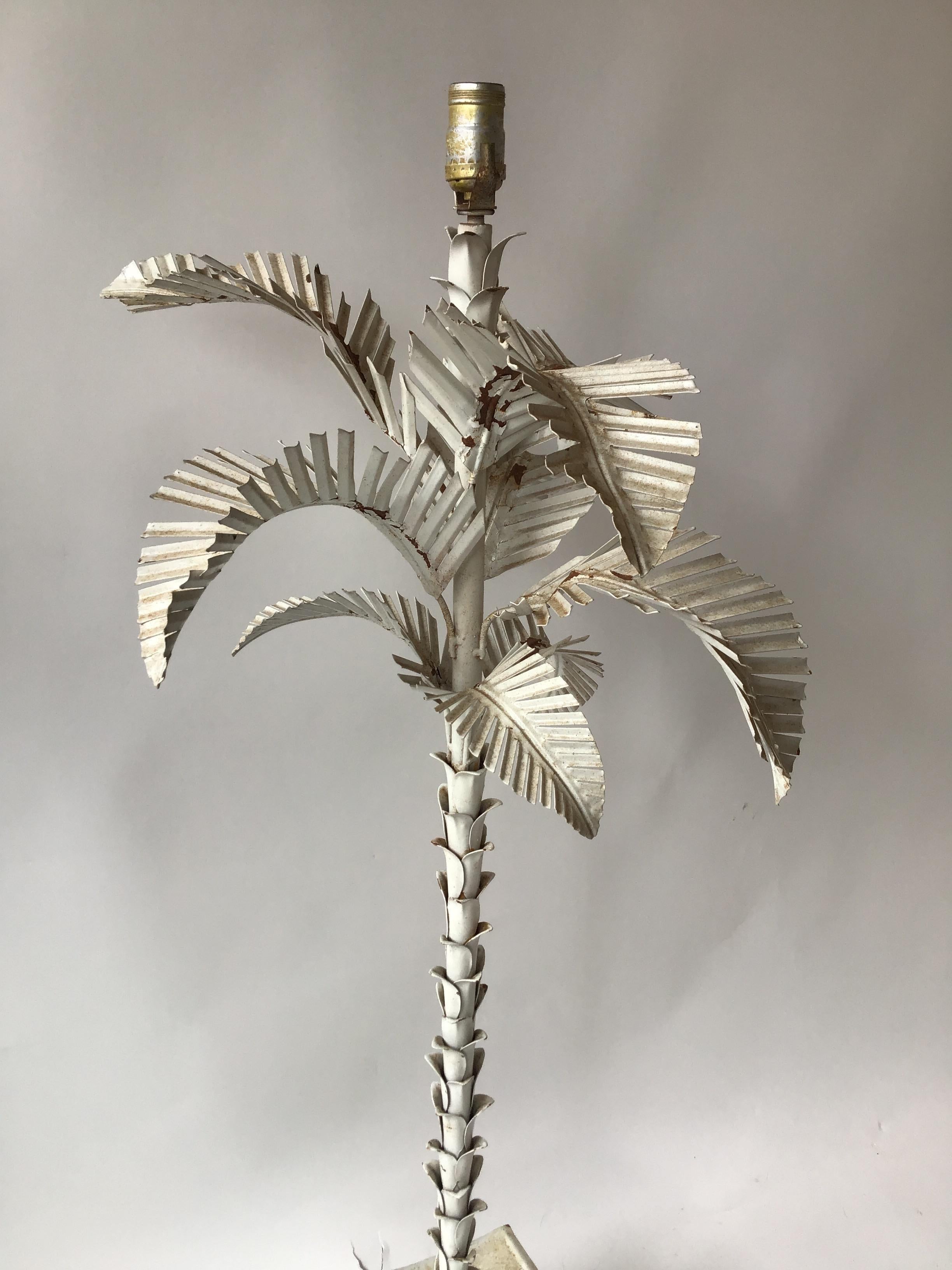 Mid-20th Century 1960s Italian Tole Palm Tree Floor Lamp