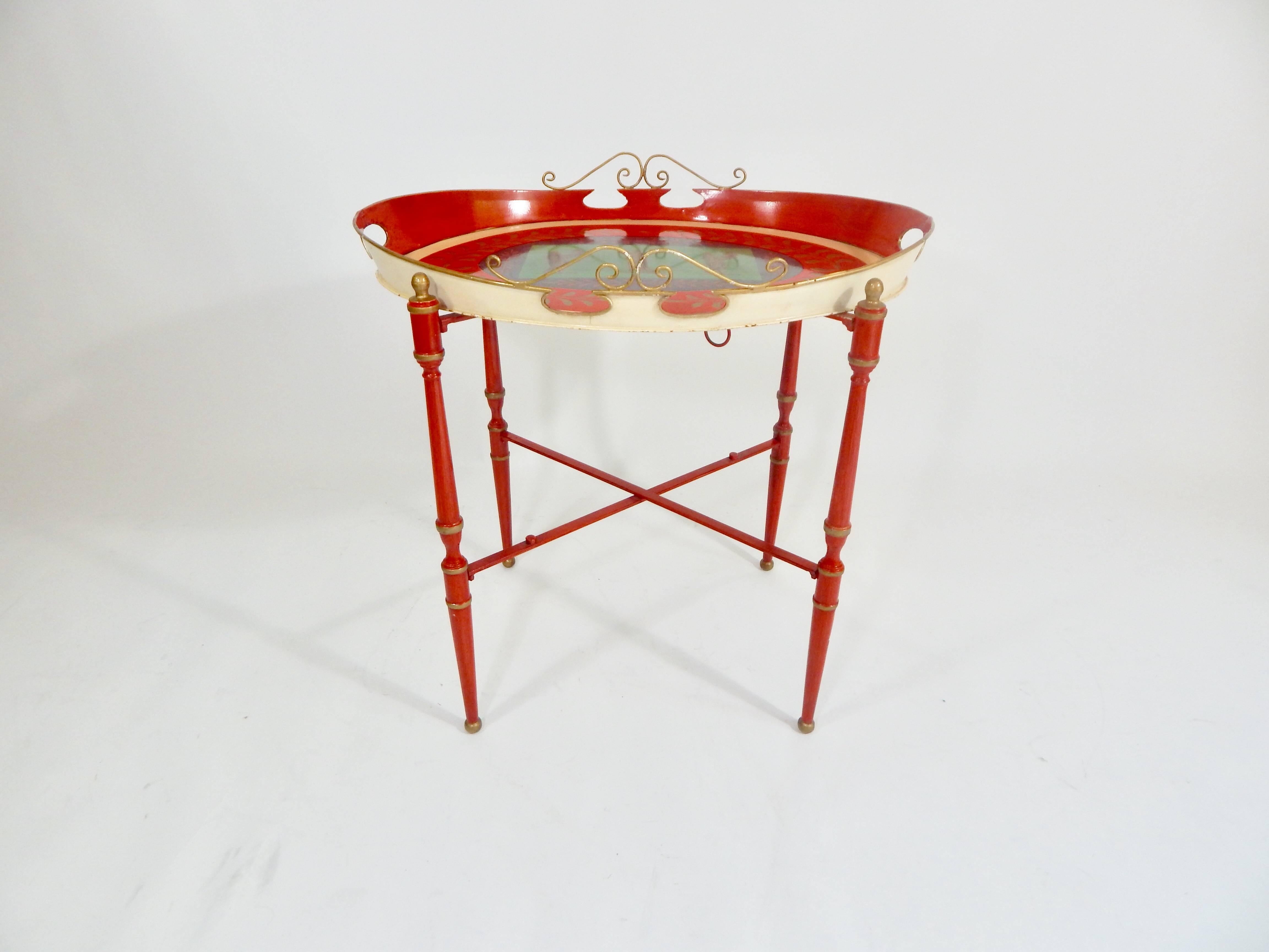 1960s Italian Tole Tray Table 3